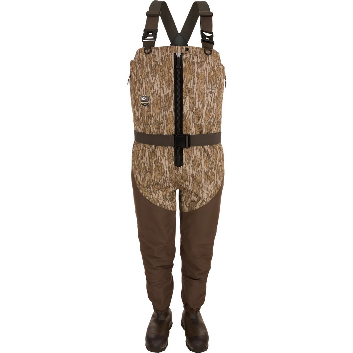 Drake Waterfowl Systems Guardian Elite Hybrid Insulated Front-Zip Hunting Waders for Men - Mossy Oak Bottomland - M - 8/Reg