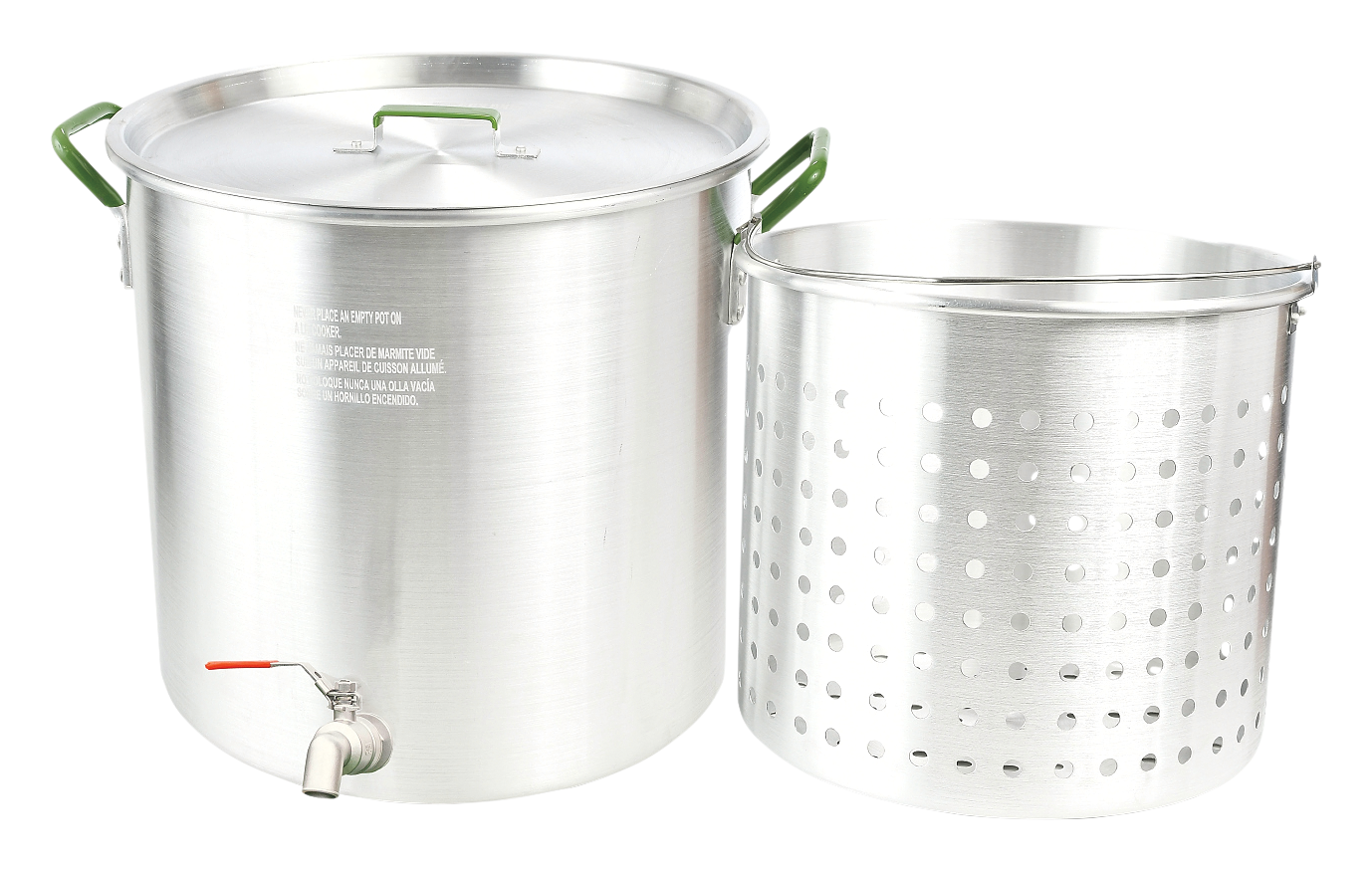 Image of Bass Pro Shops Large Capacity Aluminum Boiling Pot with Valve and Basket - 100 quart