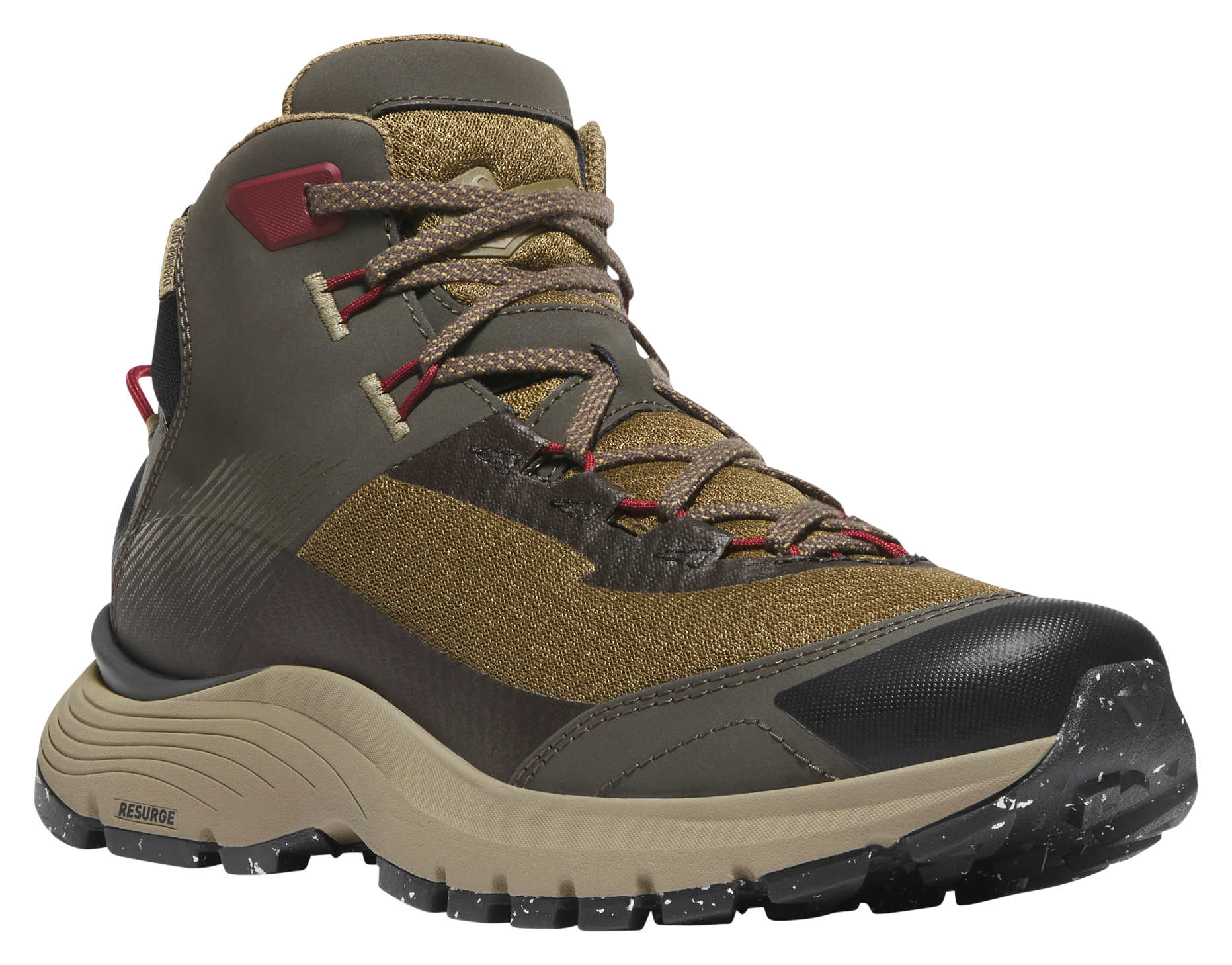 Image of Danner Trail Junction Waterproof Hiking Boots for Men - Black Olive/Port - 9M