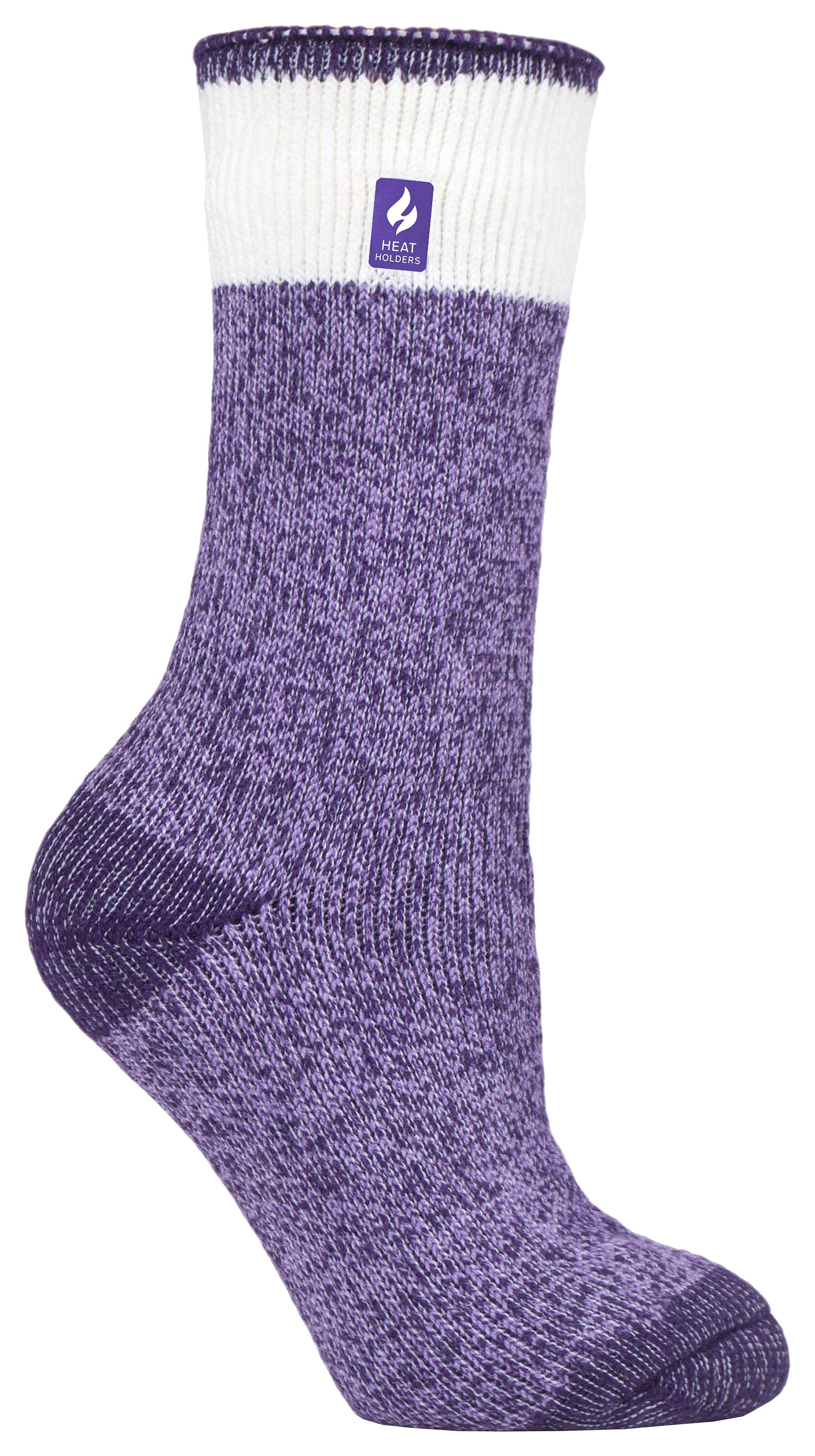 Image of Heat Holders LITE Willow Block Twist Thermal Crew Socks for Ladies - Purple - 8-13