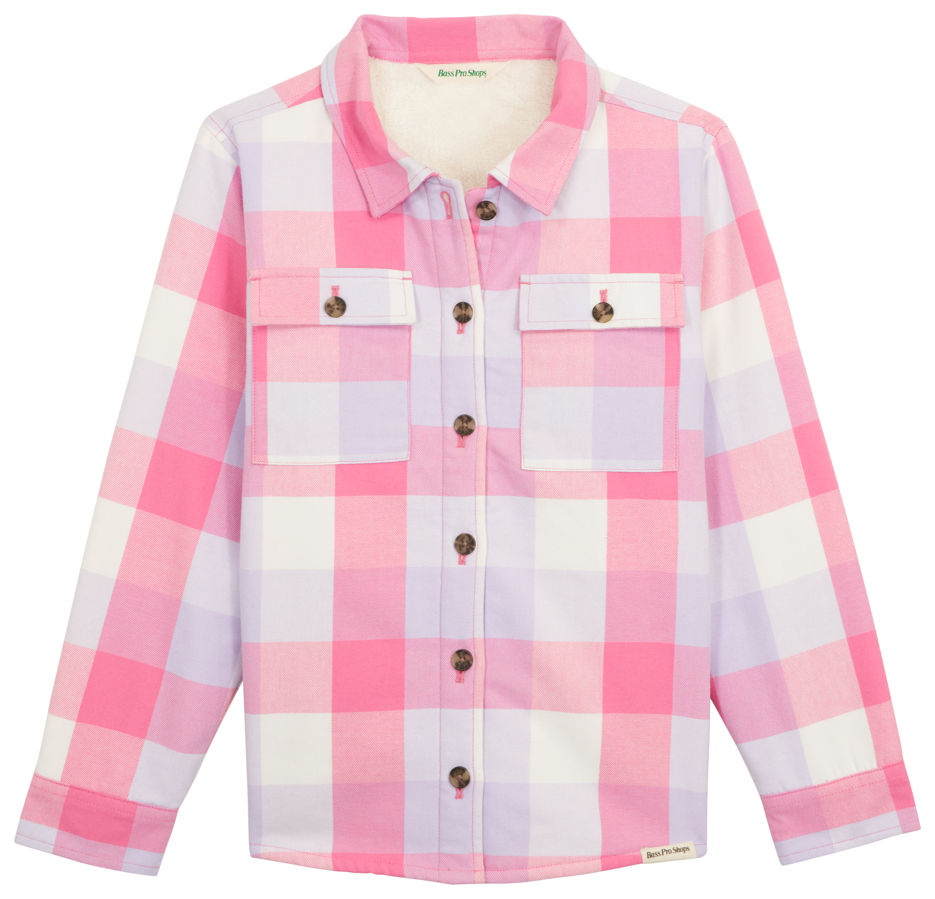 Image of Bass Pro Shops Sherpa-Lined Flannel Shirt Jacket for Girls - L