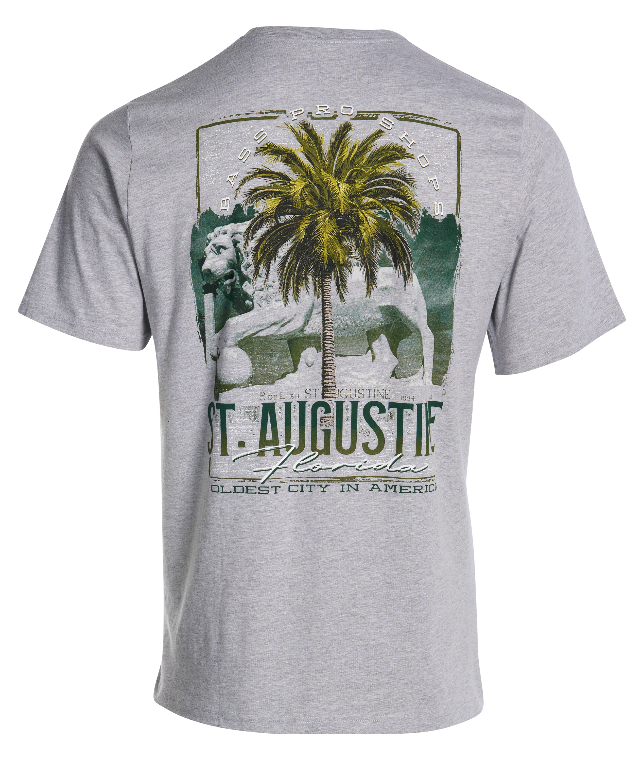 Image of Bass Pro Shops St. Augustine Lion Tree Short-Sleeve T-Shirt - Heather Gray