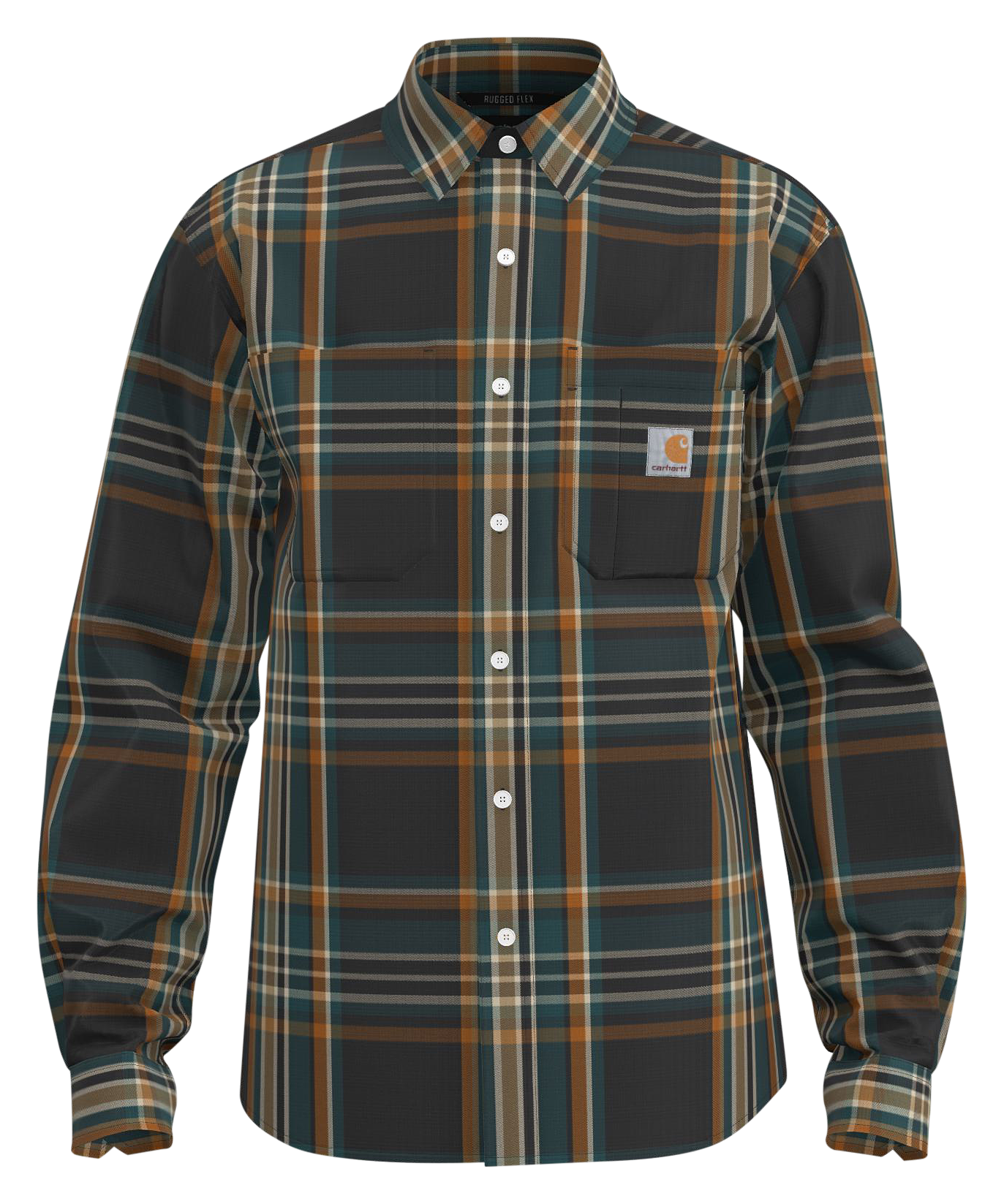 Image of Carhartt Relaxed-Fit Midweight Long-Sleeve Flannel Shirt for Men - Black - L