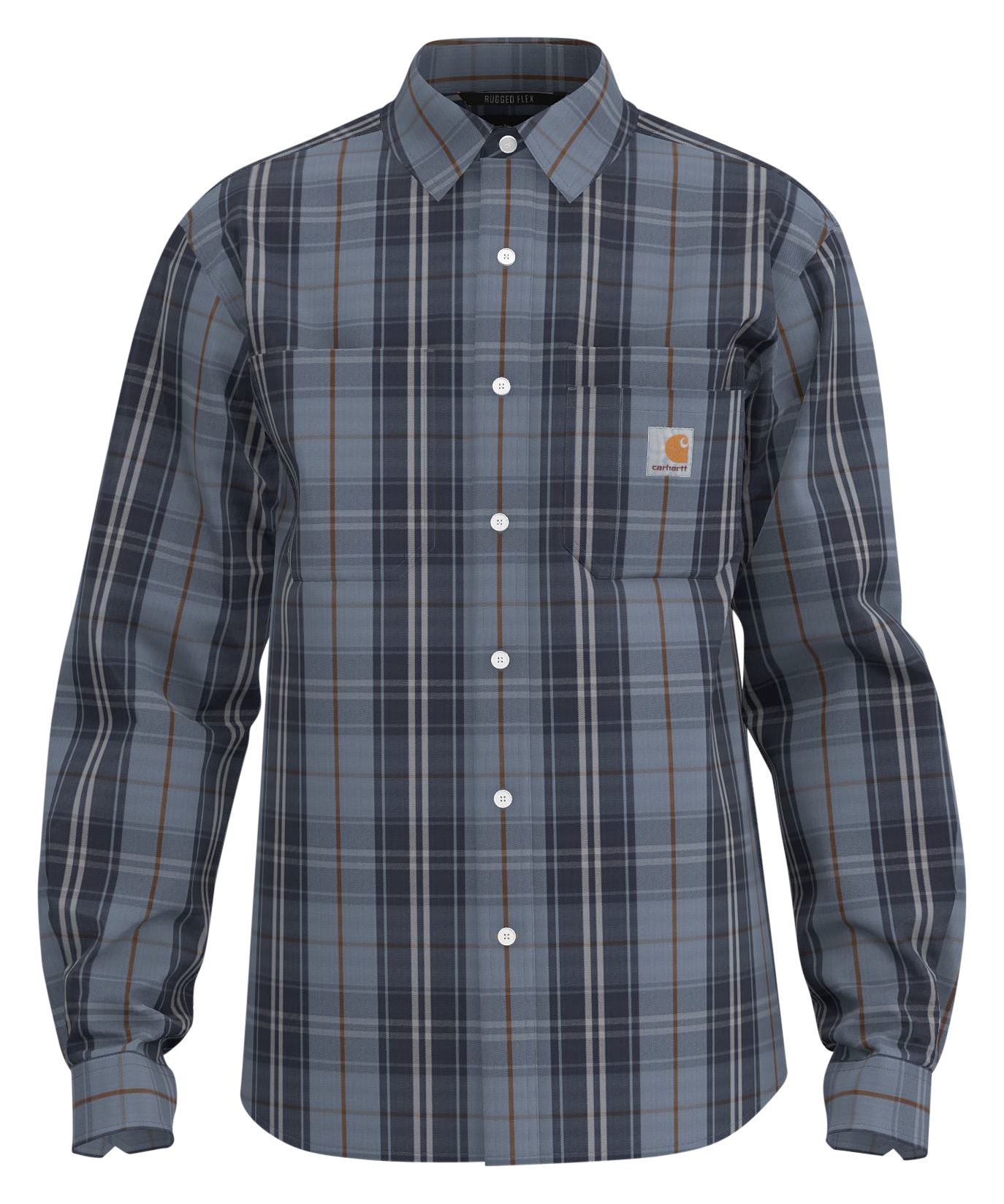 Image of Carhartt Relaxed-Fit Midweight Long-Sleeve Flannel Shirt for Men - Light Navy - M