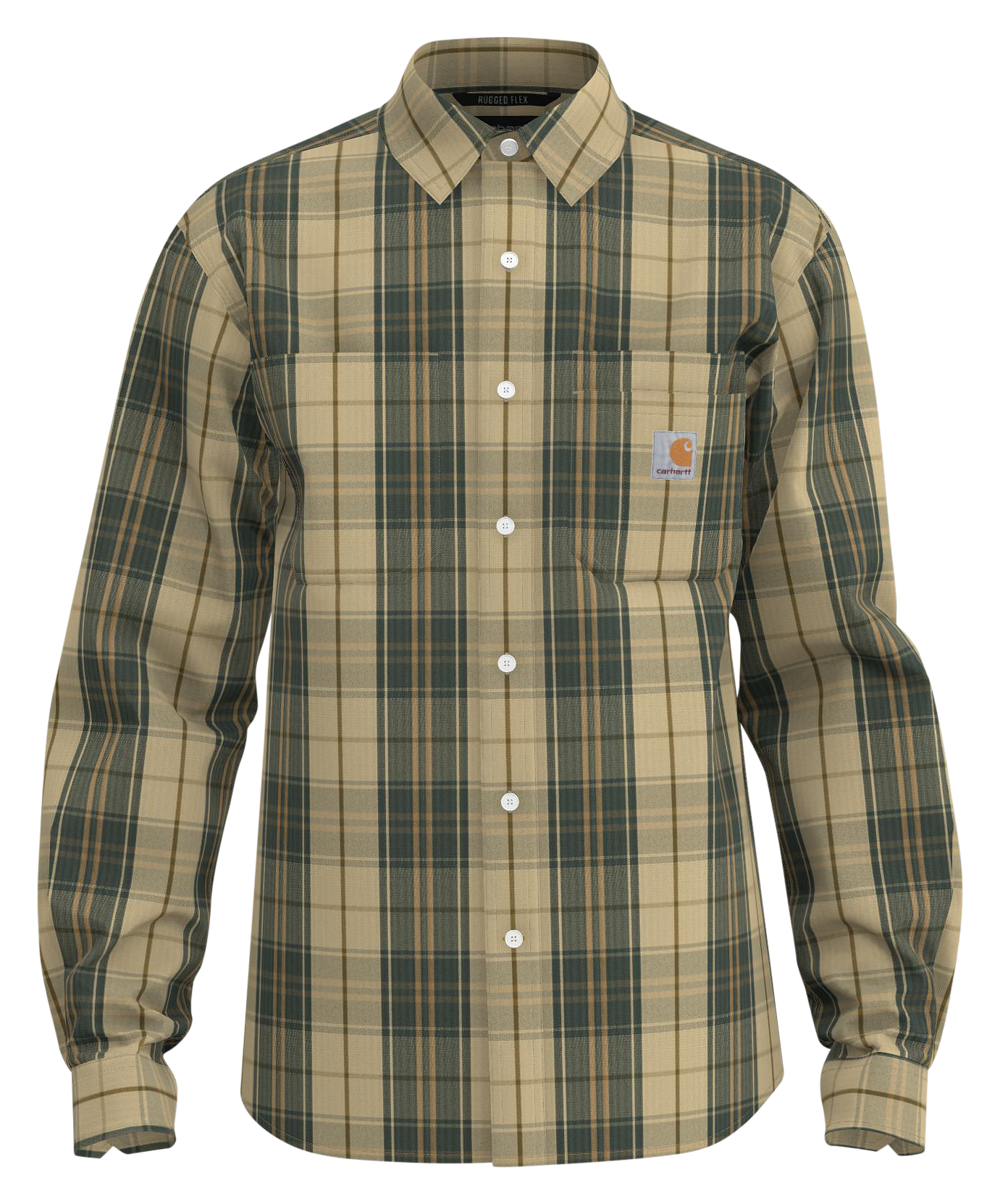 Image of Carhartt Relaxed-Fit Midweight Long-Sleeve Flannel Shirt for Men - Forestry Green - 2XL