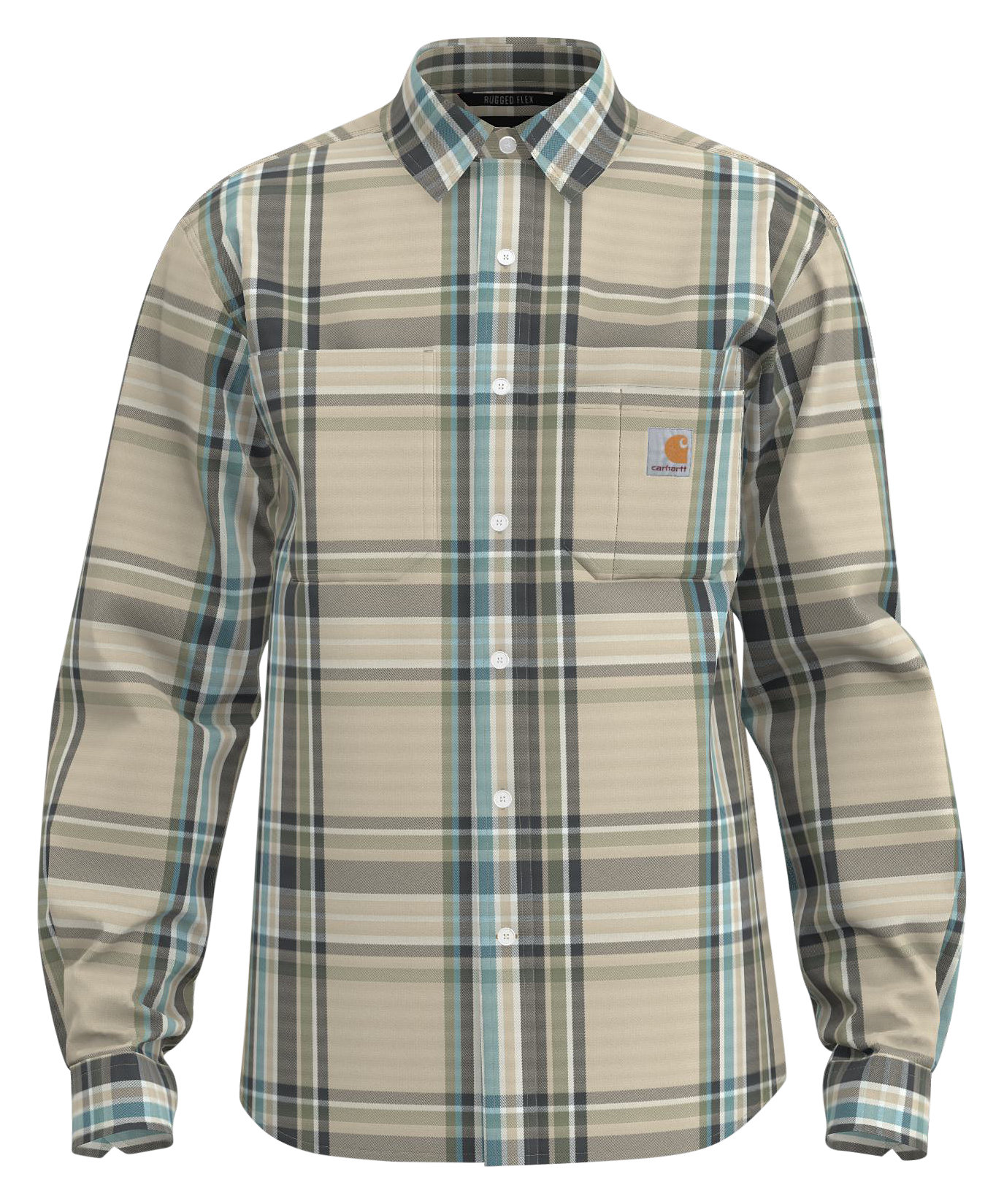 Image of Carhartt Relaxed-Fit Midweight Long-Sleeve Flannel Shirt for Men - Oat Milk - XL