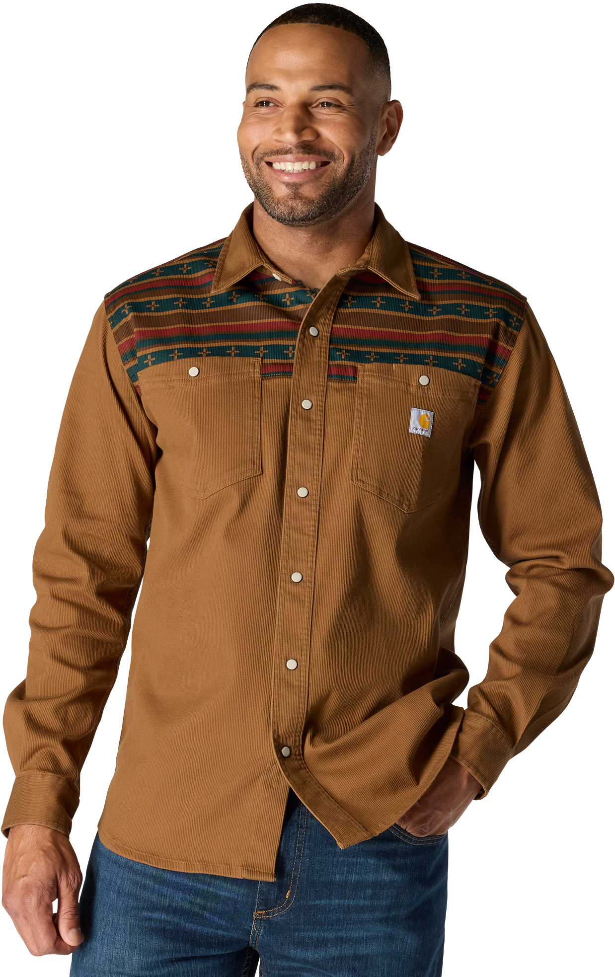 Image of Carhartt Montana Relaxed-Fit Corduroy Long-Sleeve Shirt - Carhartt Brown
