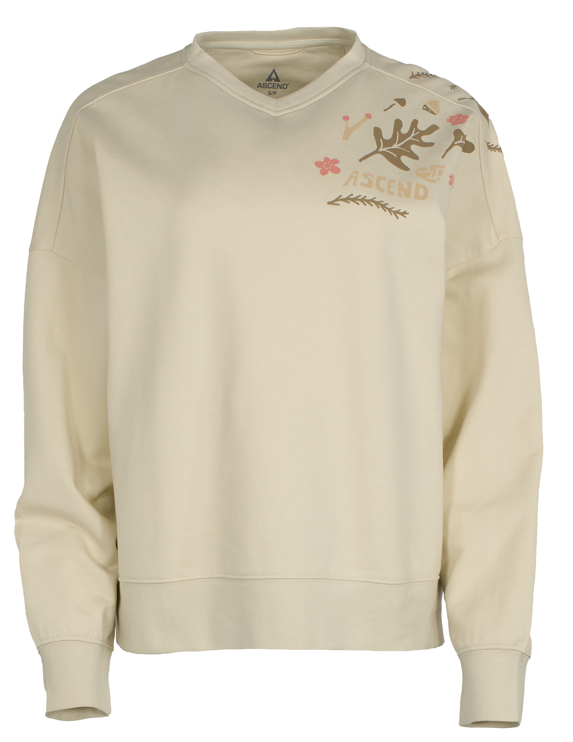 Image of Ascend To And Fro Groovy Graphic V-Neck Sweatshirt - Bone White