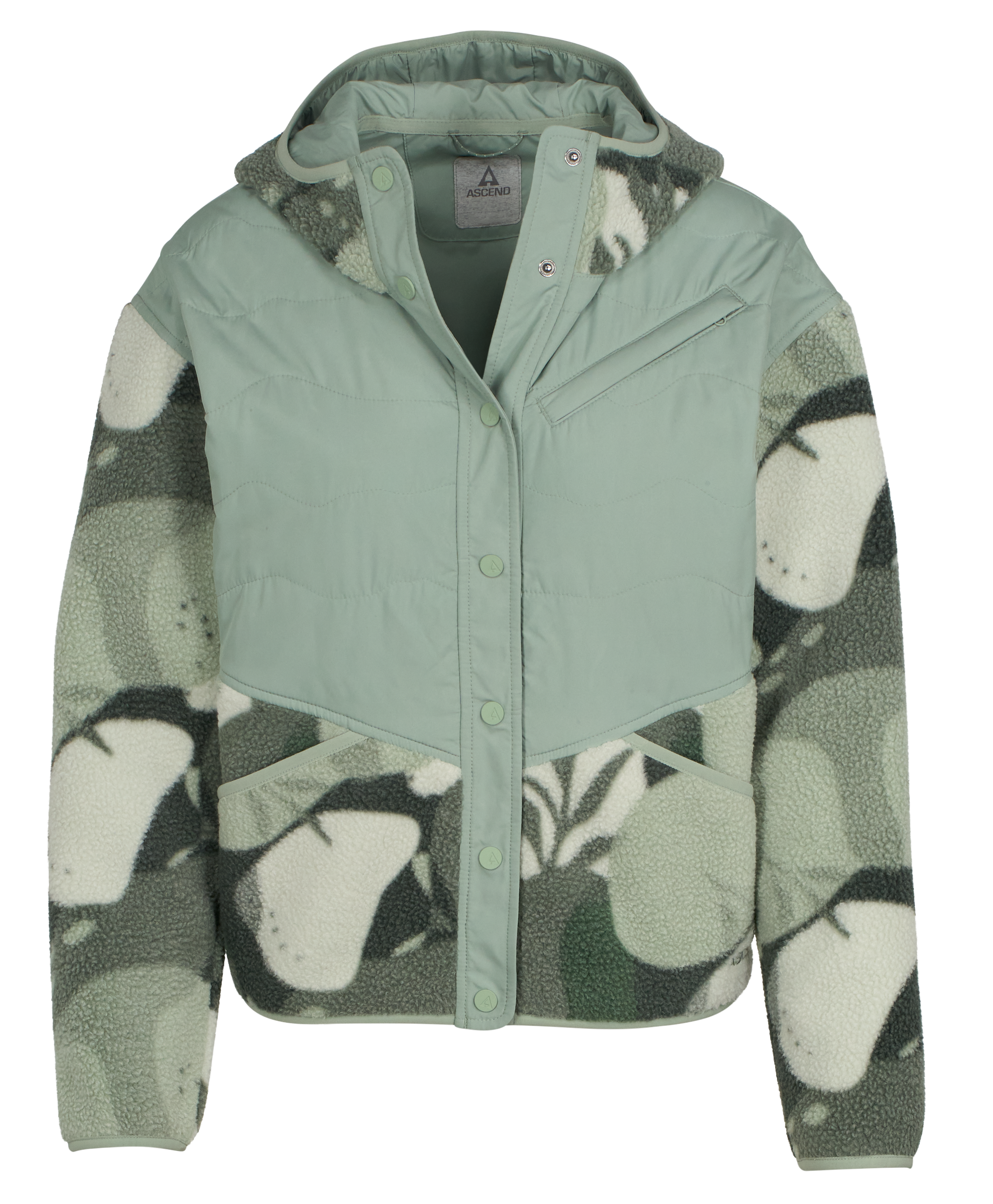 Image of Ascend Orizaba Berber Fleece Hooded Jacket - Balsam Green Winterstorm - XS