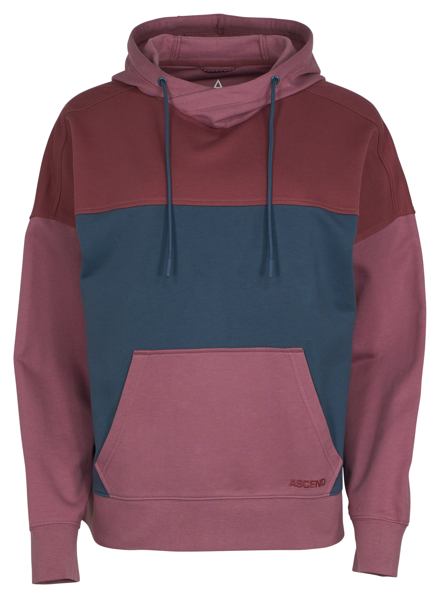 Image of Ascend To and Fro Cross-Neck Hoodie - Bering Sea/Dusty Orchid/Renaissance Rose - M