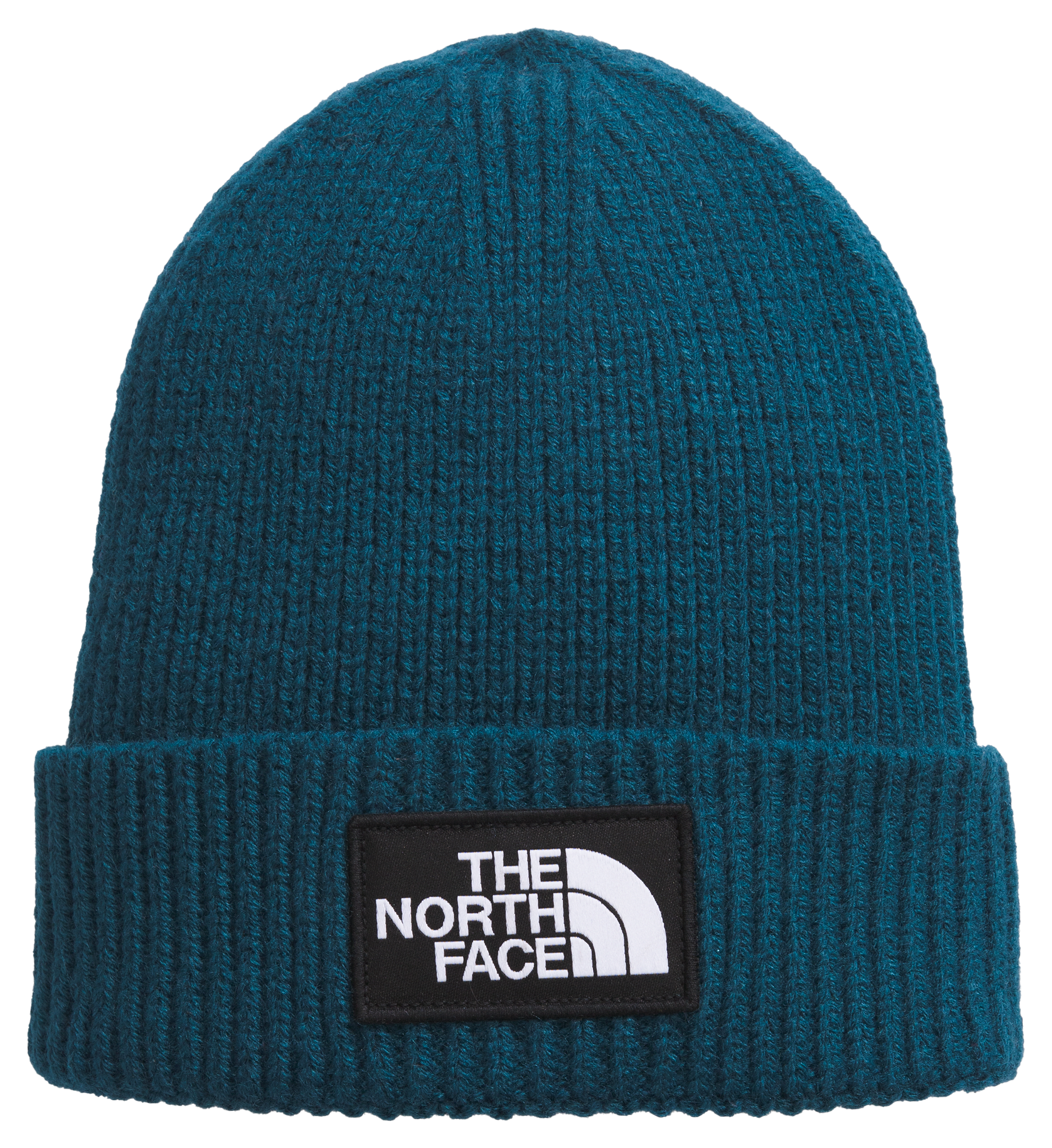 Image of The North Face TNF Logo Box Cuffed Beanie - Midnight Petrol - OSFM/Regular