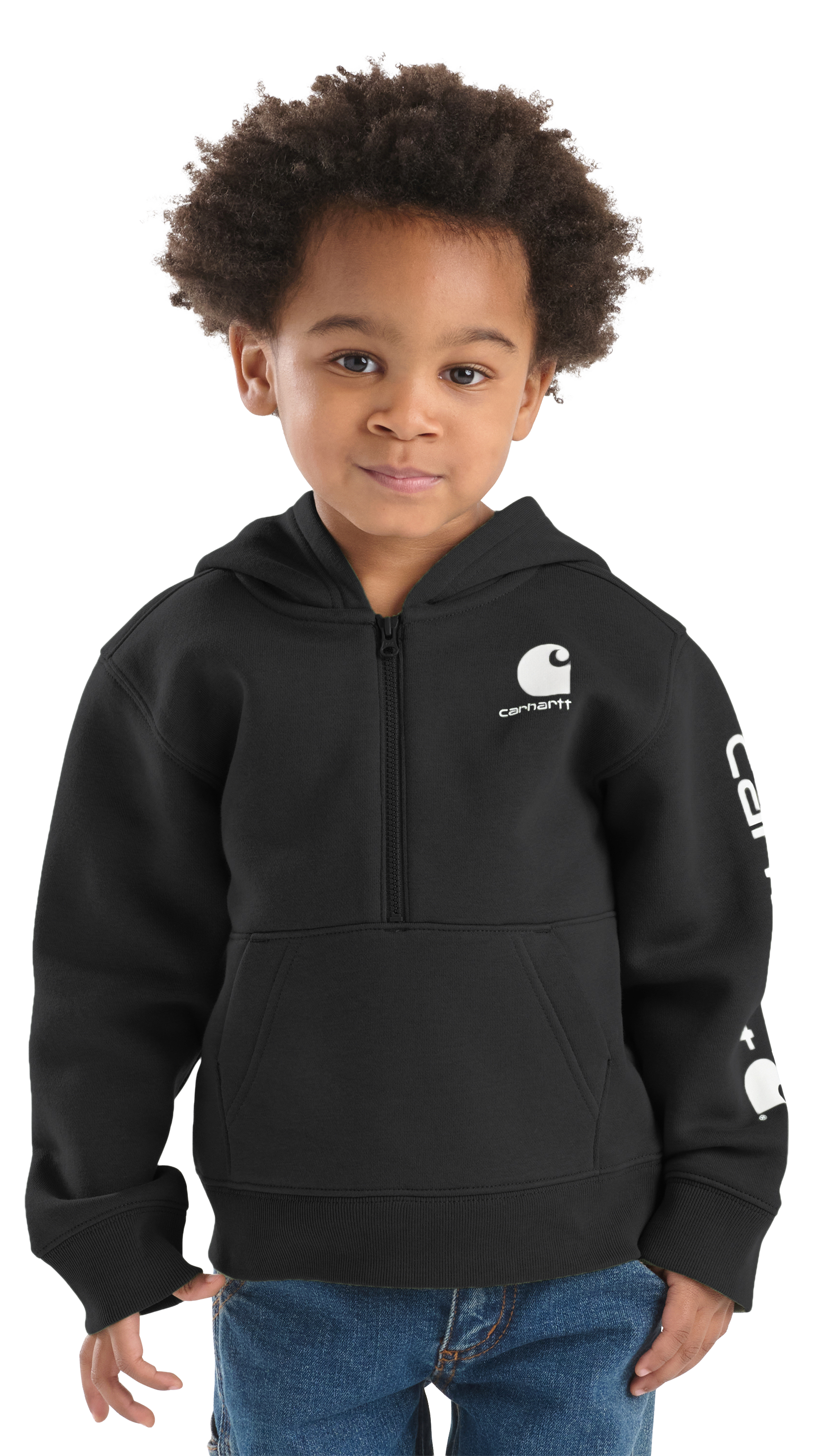 Image of Carhartt Half-Zip Long-Sleeve Hoodie for Toddlers - Caviar Black - 4T