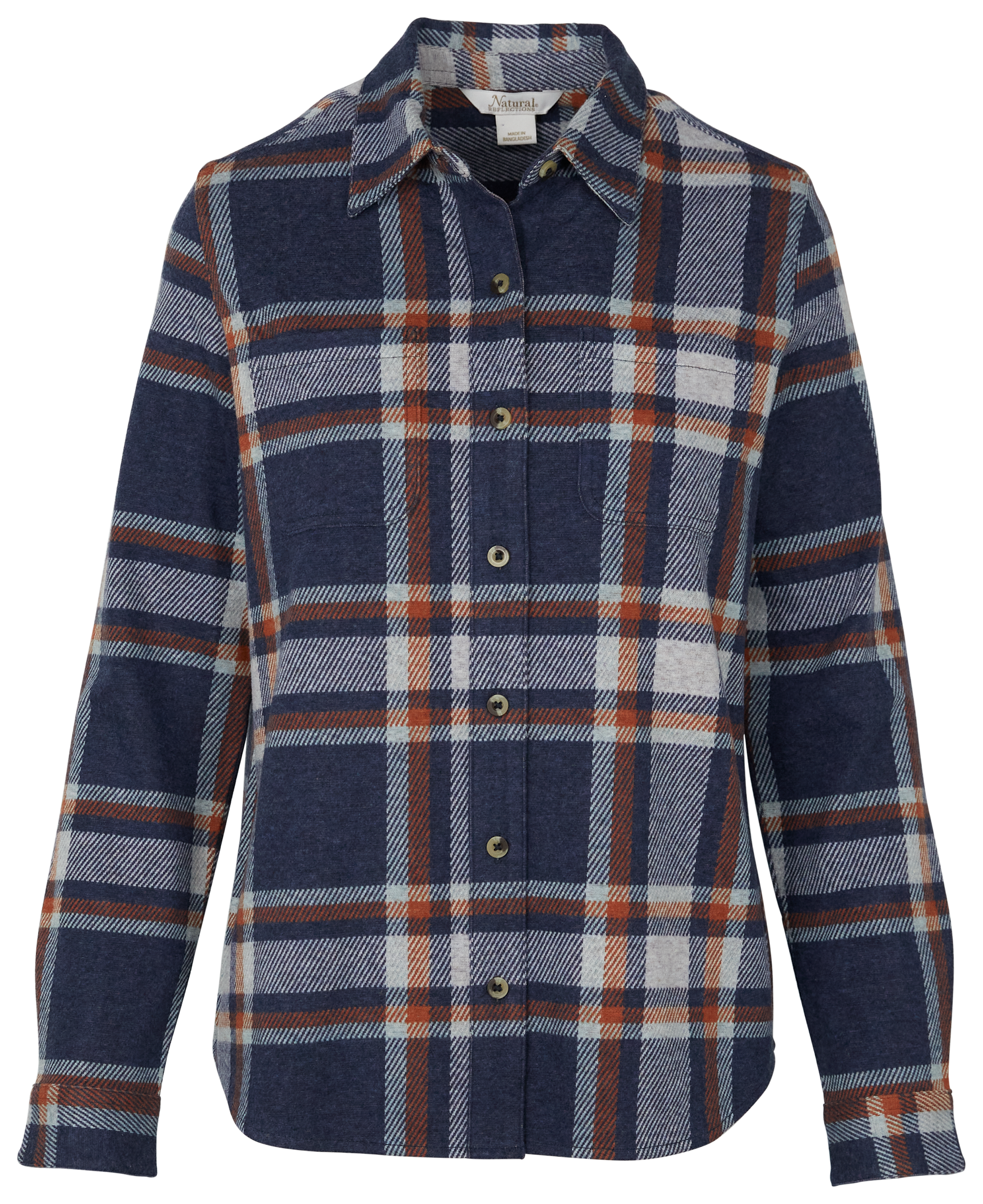 Image of Natural Reflections River Basin Sweater-Knit Long-Sleeve Shirt - Dress Blues Plaid - M