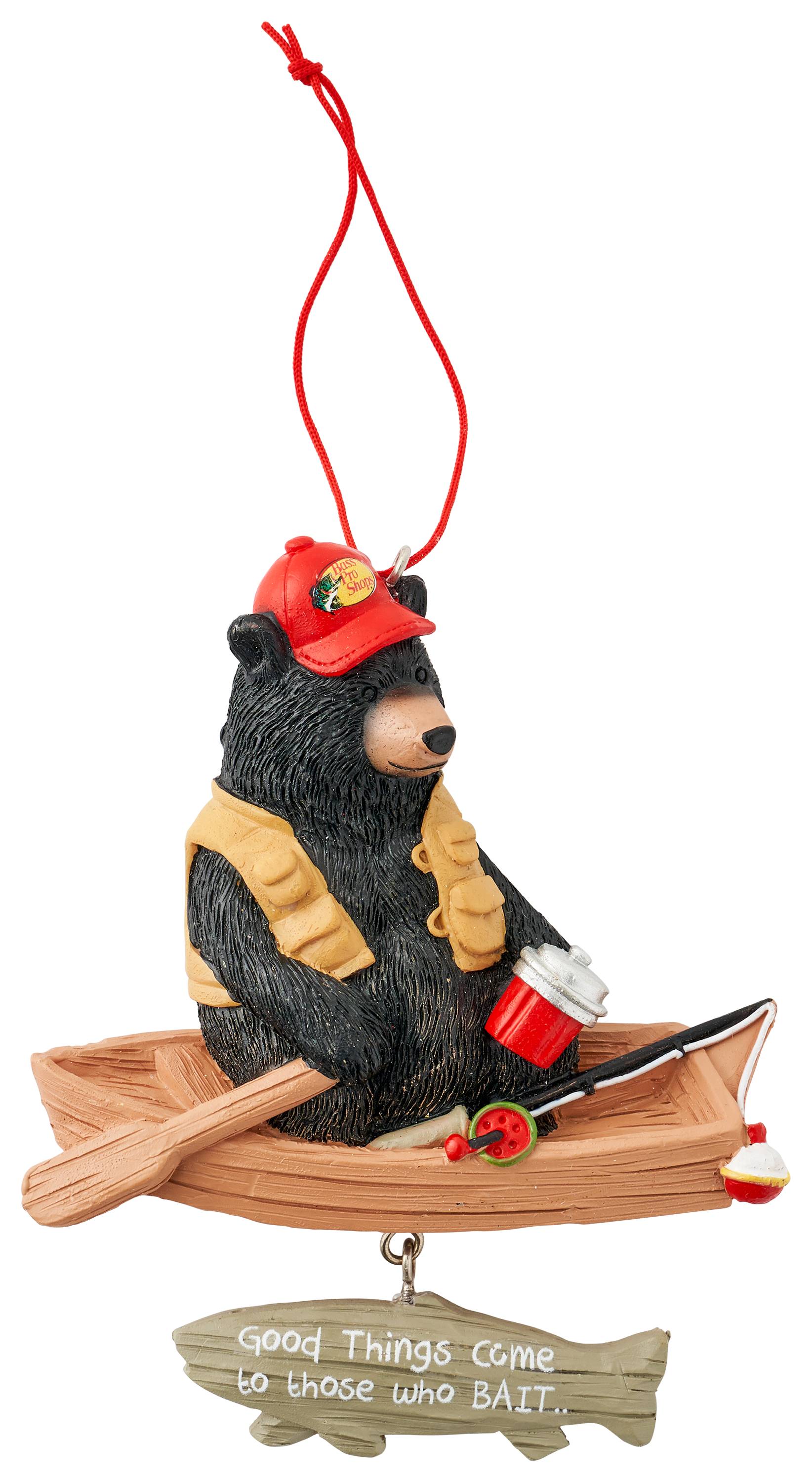 BASS PRO SHOPS Fishing Bear Boat Ornament