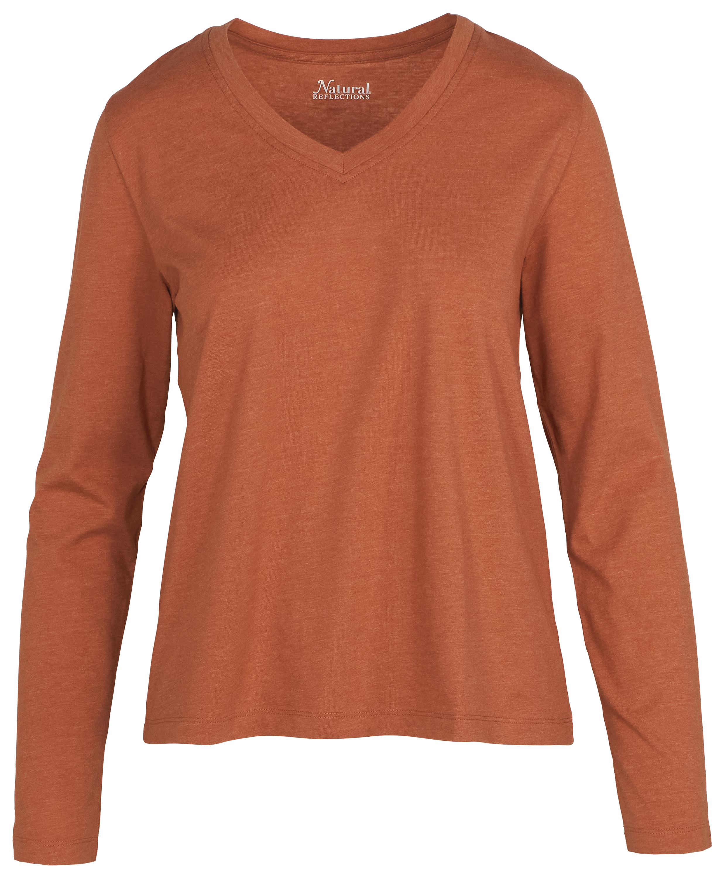 Image of Natural Reflections Everyday V-Neck Long-Sleeve T-Shirt - Baked Clay