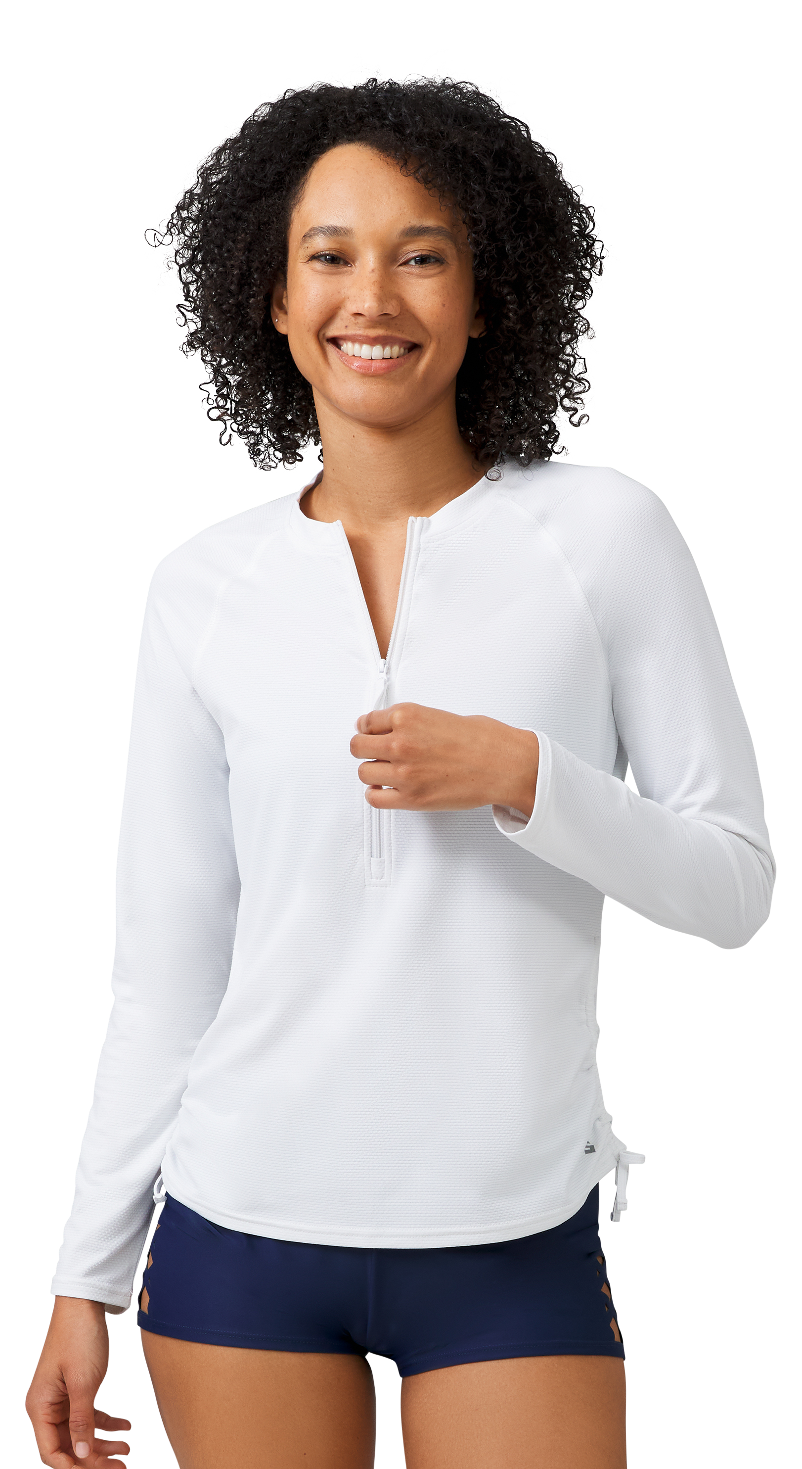 Image of Free Country SunFree Quarter-Zip Long-Sleeve Sun Shirt for Ladies - White