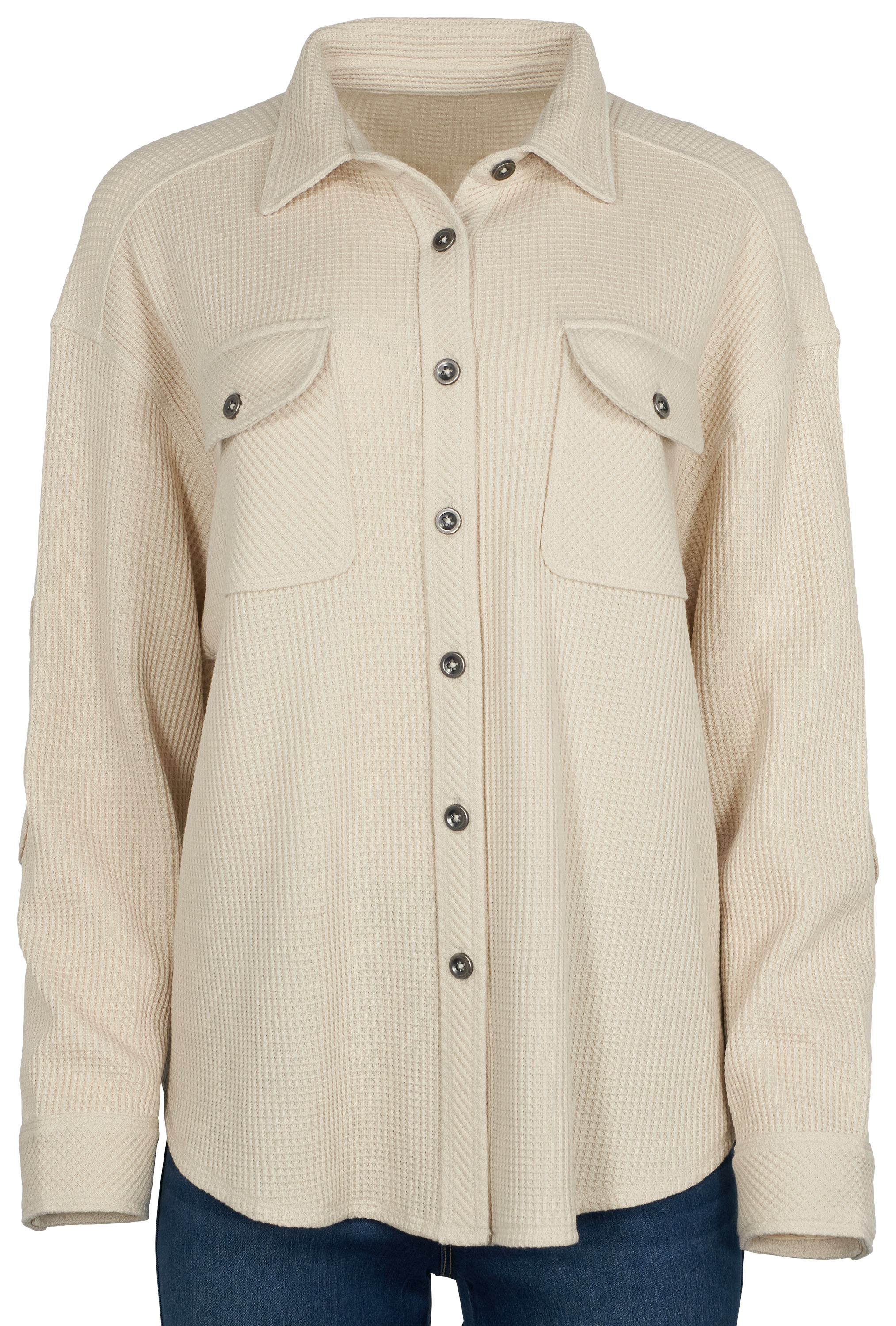 Image of Natural Reflections Timberline Waffle Long-Sleeve Shirt Jacket - Oatmeal - XXL