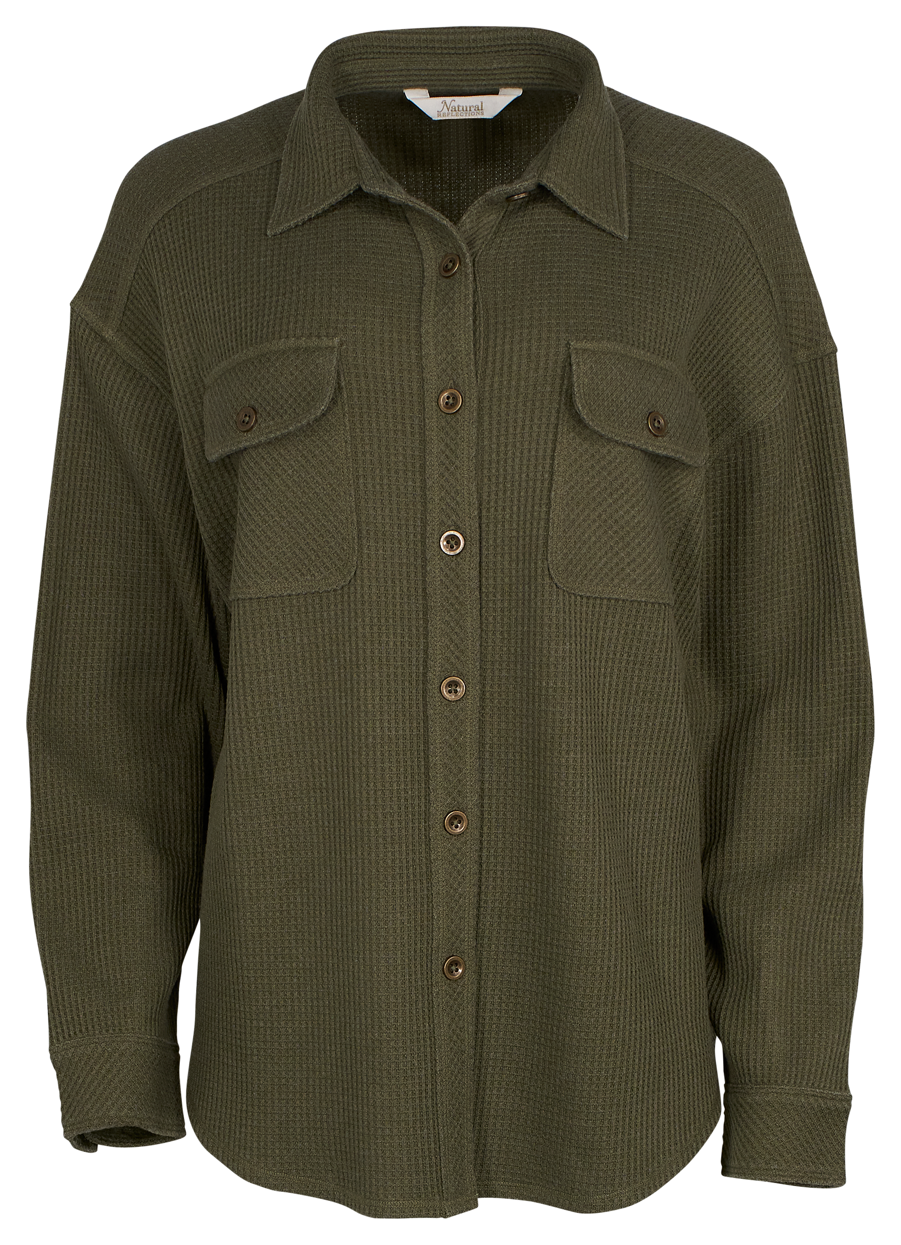 Image of Natural Reflections Timberline Waffle Shirt Jacket - Dusty Olive - XL