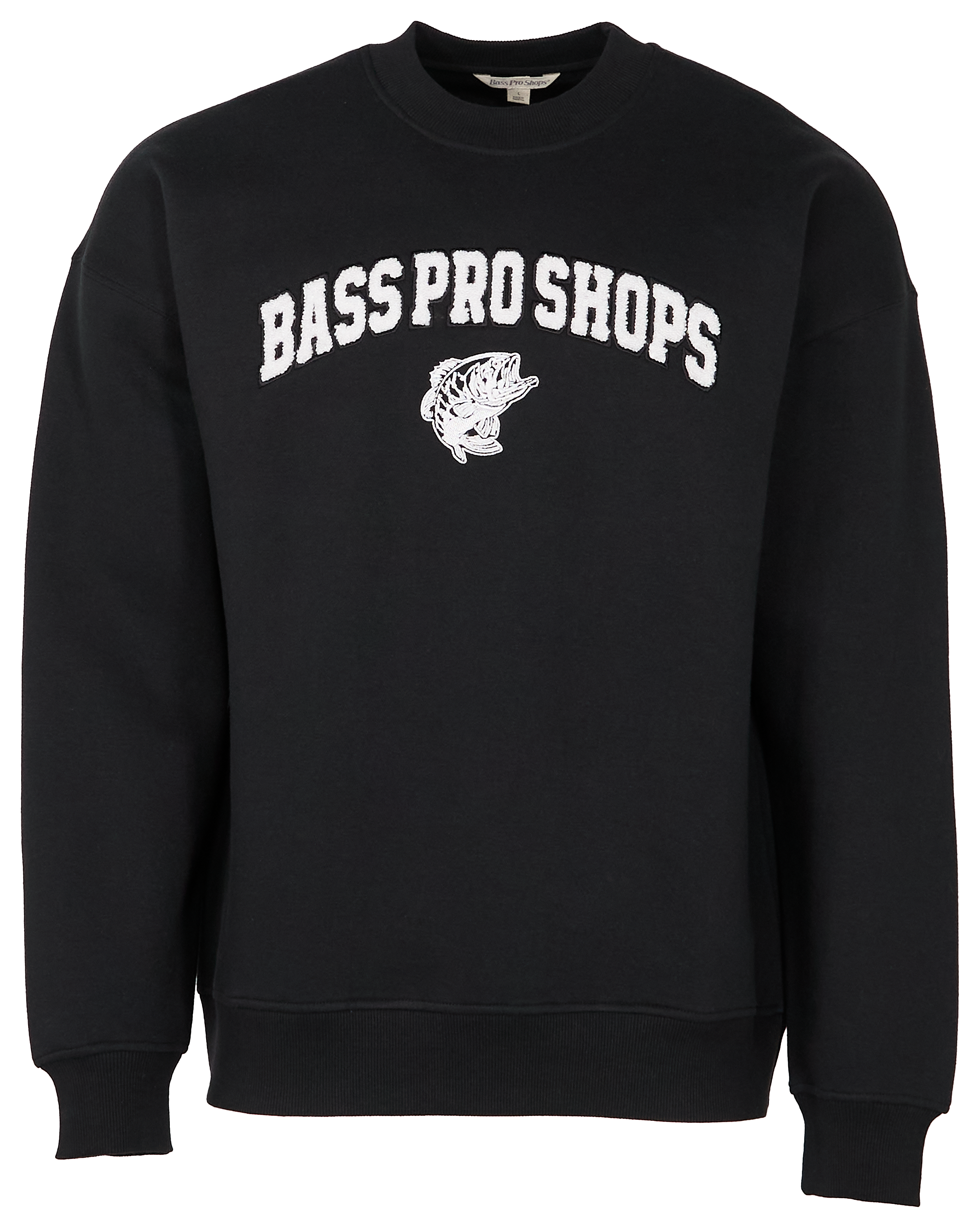 Image of Bass Pro Shops Vintage Logo Crew-Neck Long-Sleeve Sweatshirt - Black - S