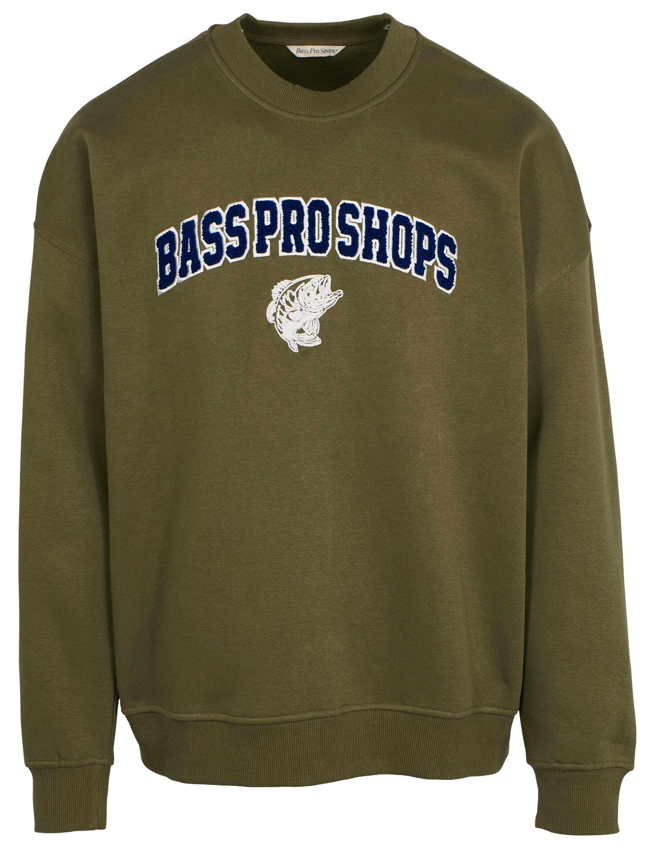 Image of Bass Pro Shops Vintage Crew-Neck Long-Sleeve Sweatshirt - Olive