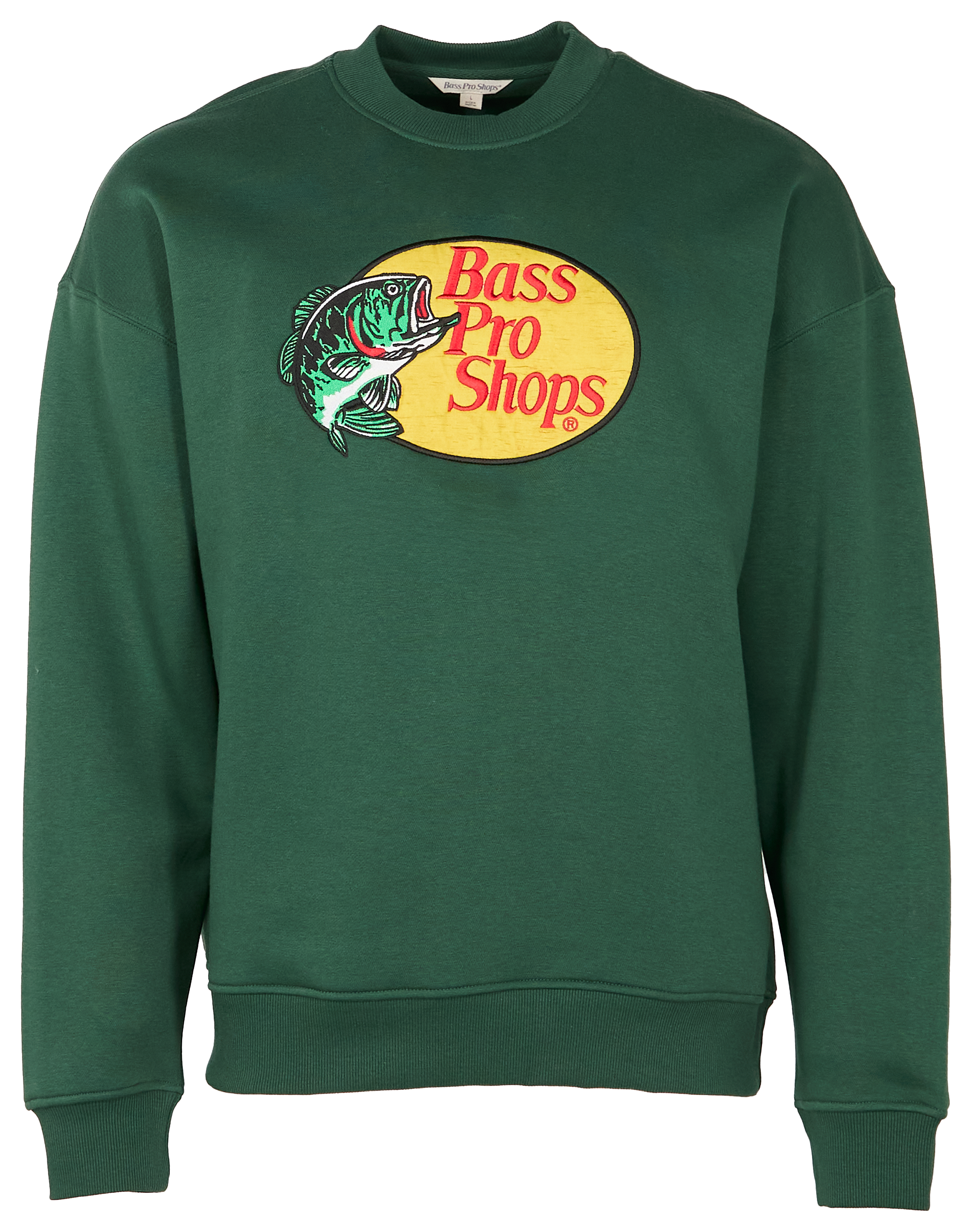 Image of Bass Pro Shops Woodcut Crew-Neck Long-Sleeve Sweatshirt for Men - Pine Needle