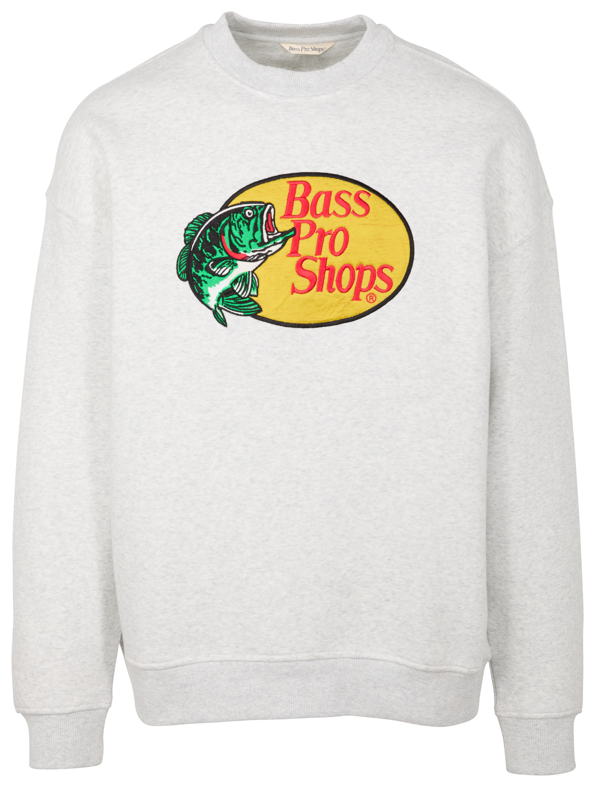 Image of Bass Pro Shops Woodcut Crew-Neck Long-Sleeve Sweatshirt for Men - Heather Gray