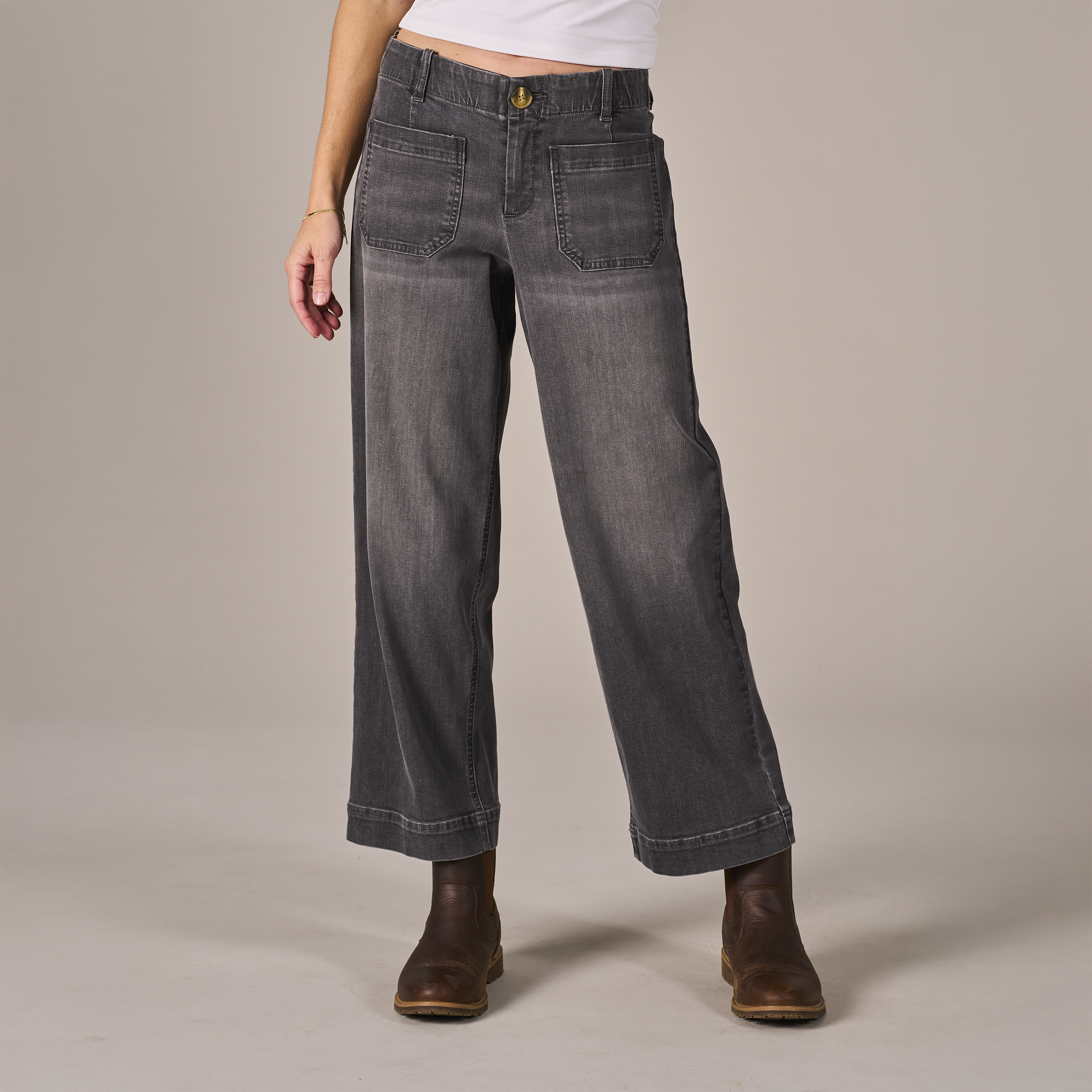 Image of Natural Reflections Driftwood Wide-Leg Pants - Lava Wash Denim