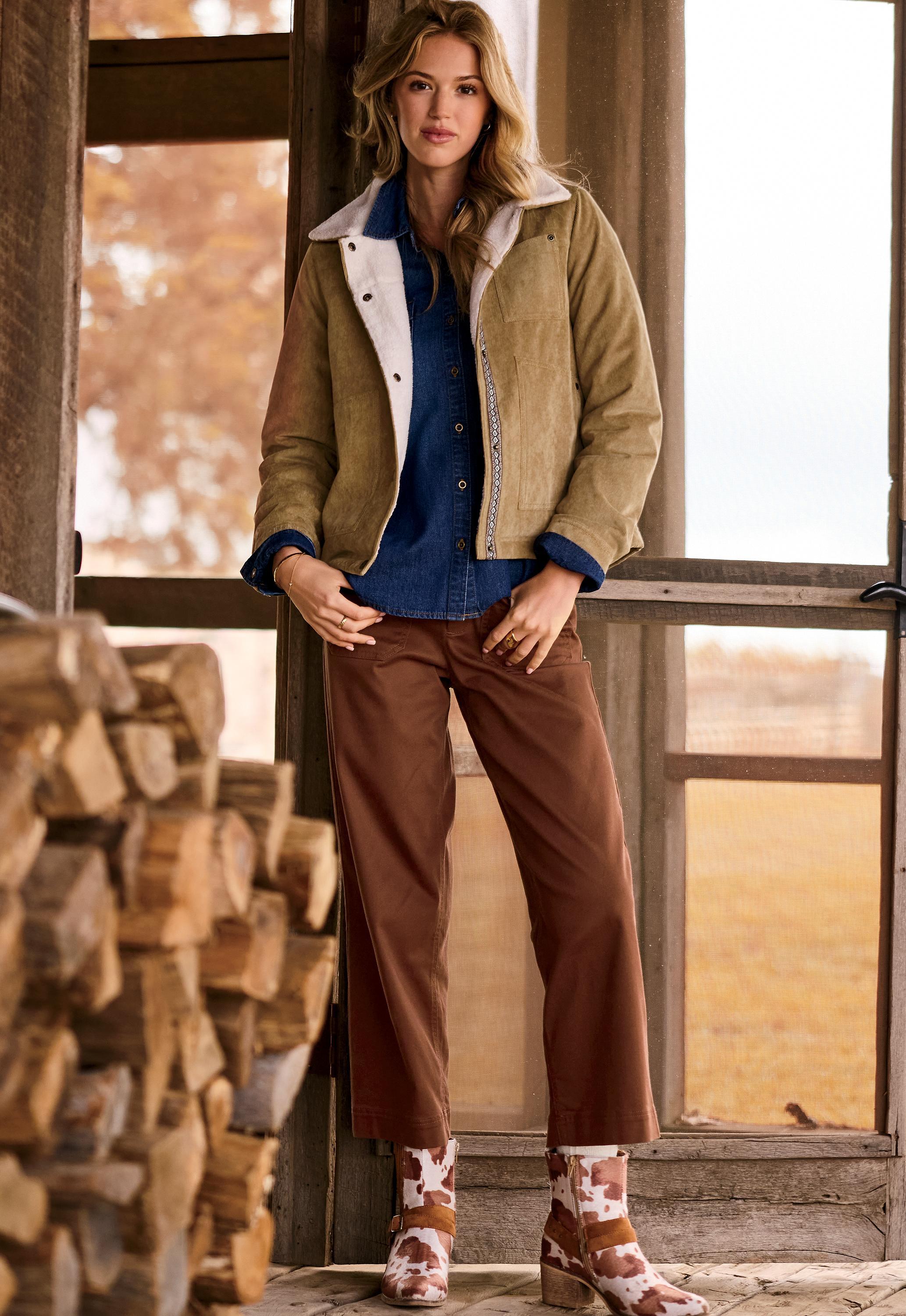 Image of Natural Reflections Driftwood Wide-Leg Pants - Cappuccino