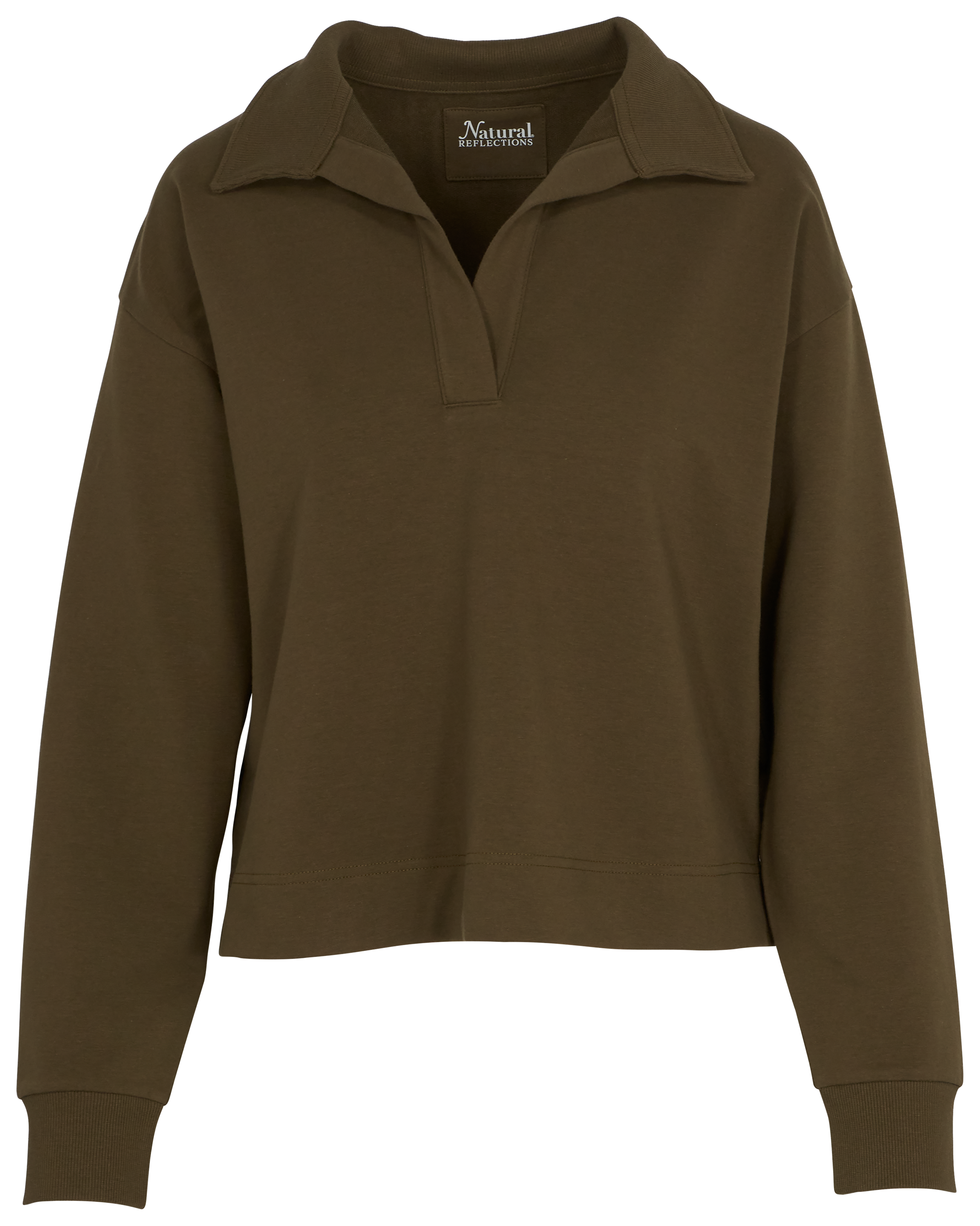 Image of Natural Reflections Sierra Long-Sleeve Polo Shirt - Dark Olive