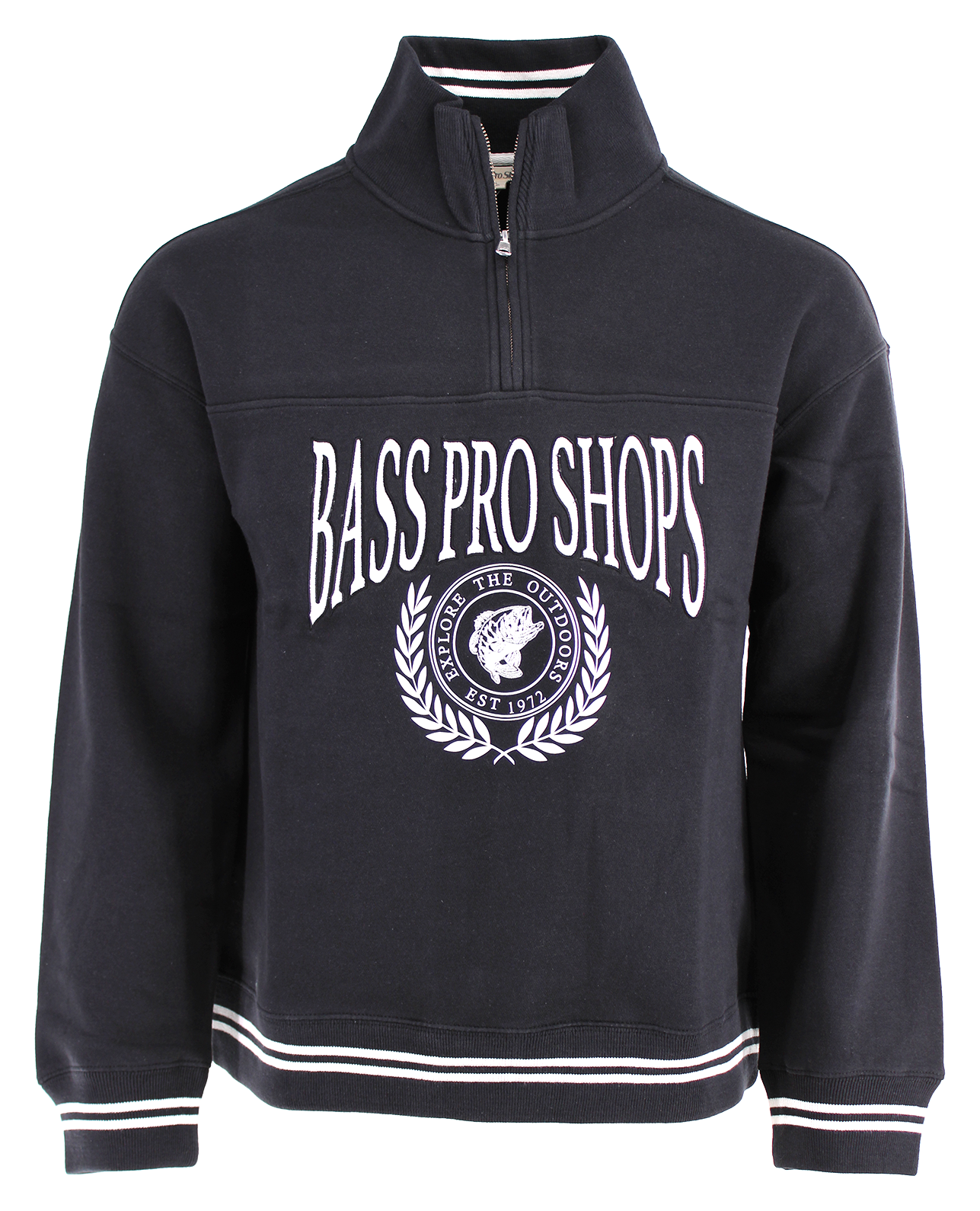 Image of Bass Pro Shops Embroidered Quarter-Zip Sweatshirt - Black - 2XL