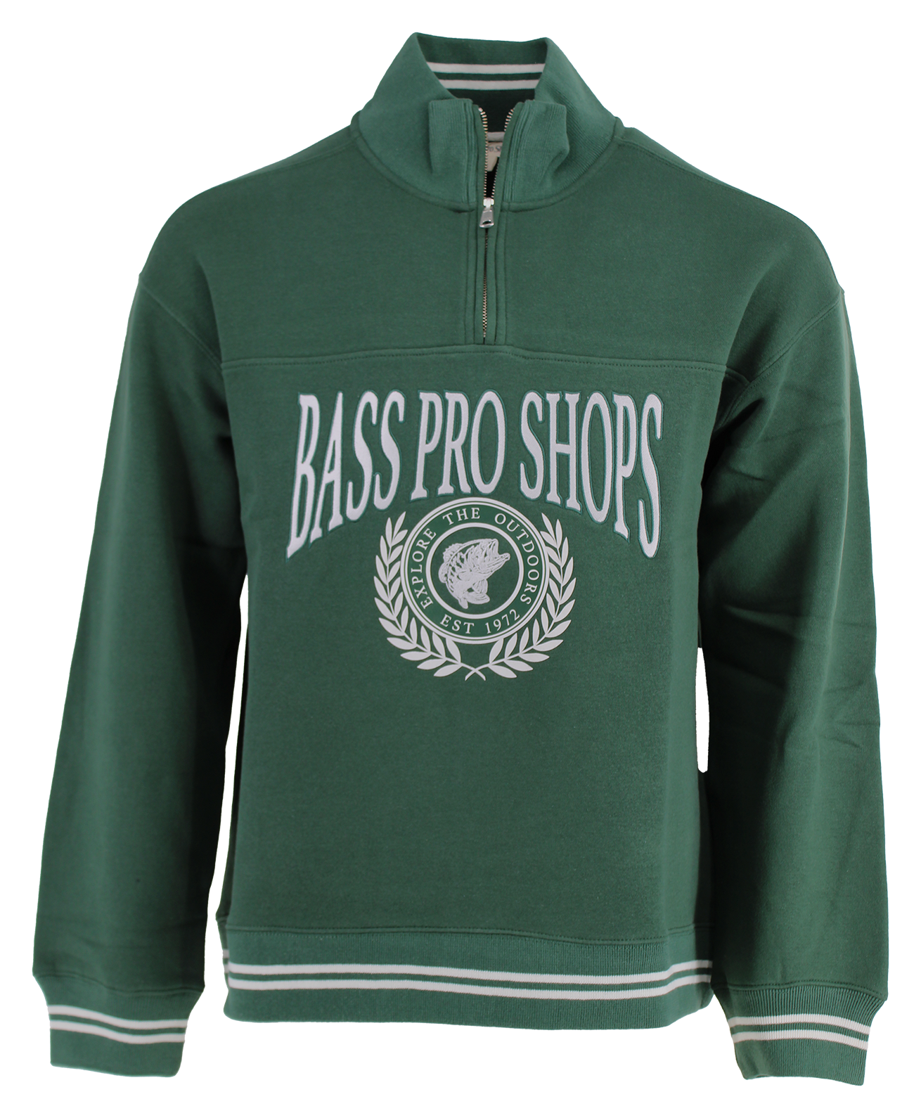 Image of Bass Pro Shops Embroidered Quarter-Zip Sweatshirt - Hunter Green