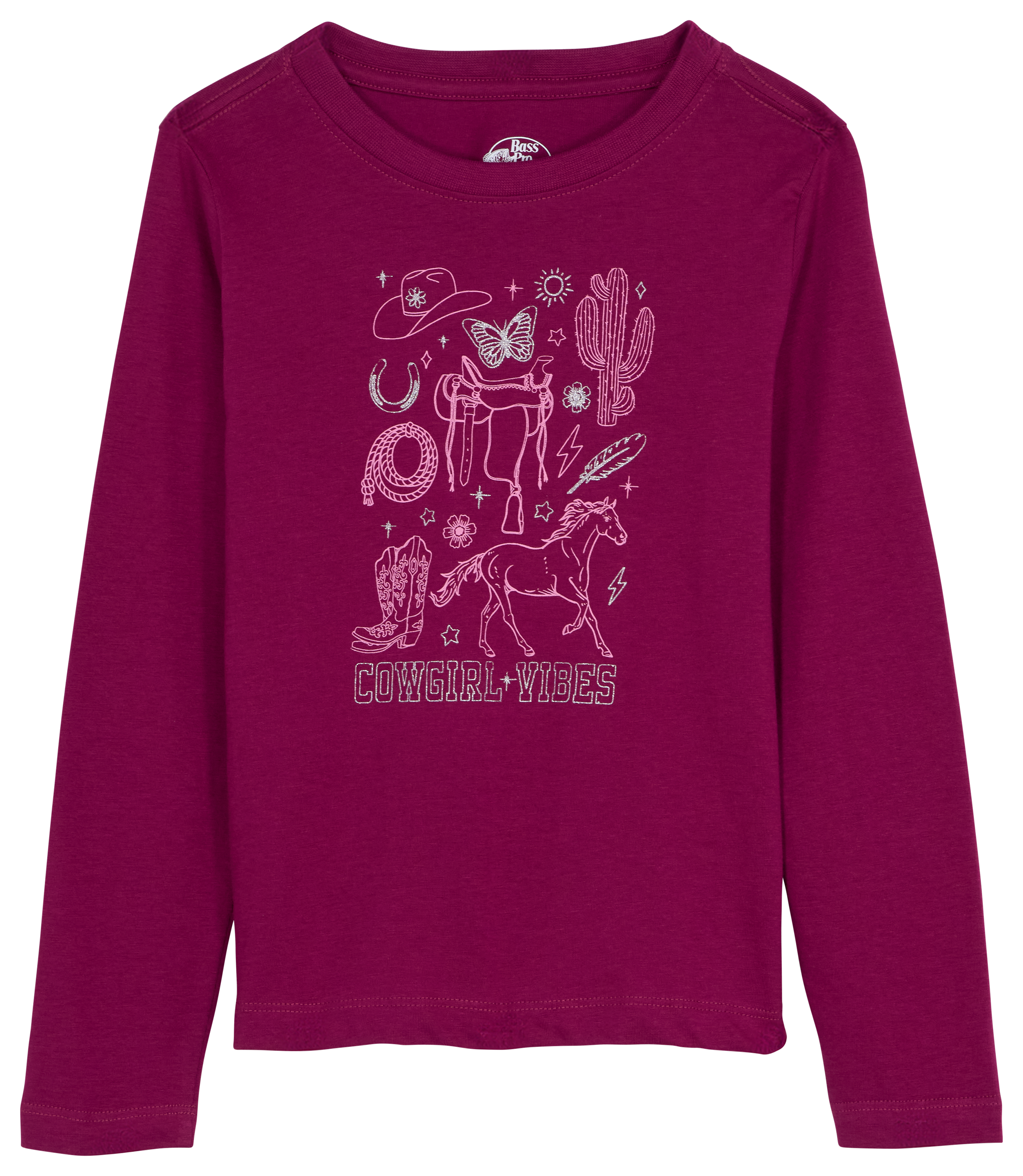 Image of Bass Pro Shops Graphic Long-Sleeve Shirt for Toddlers - Raspberry