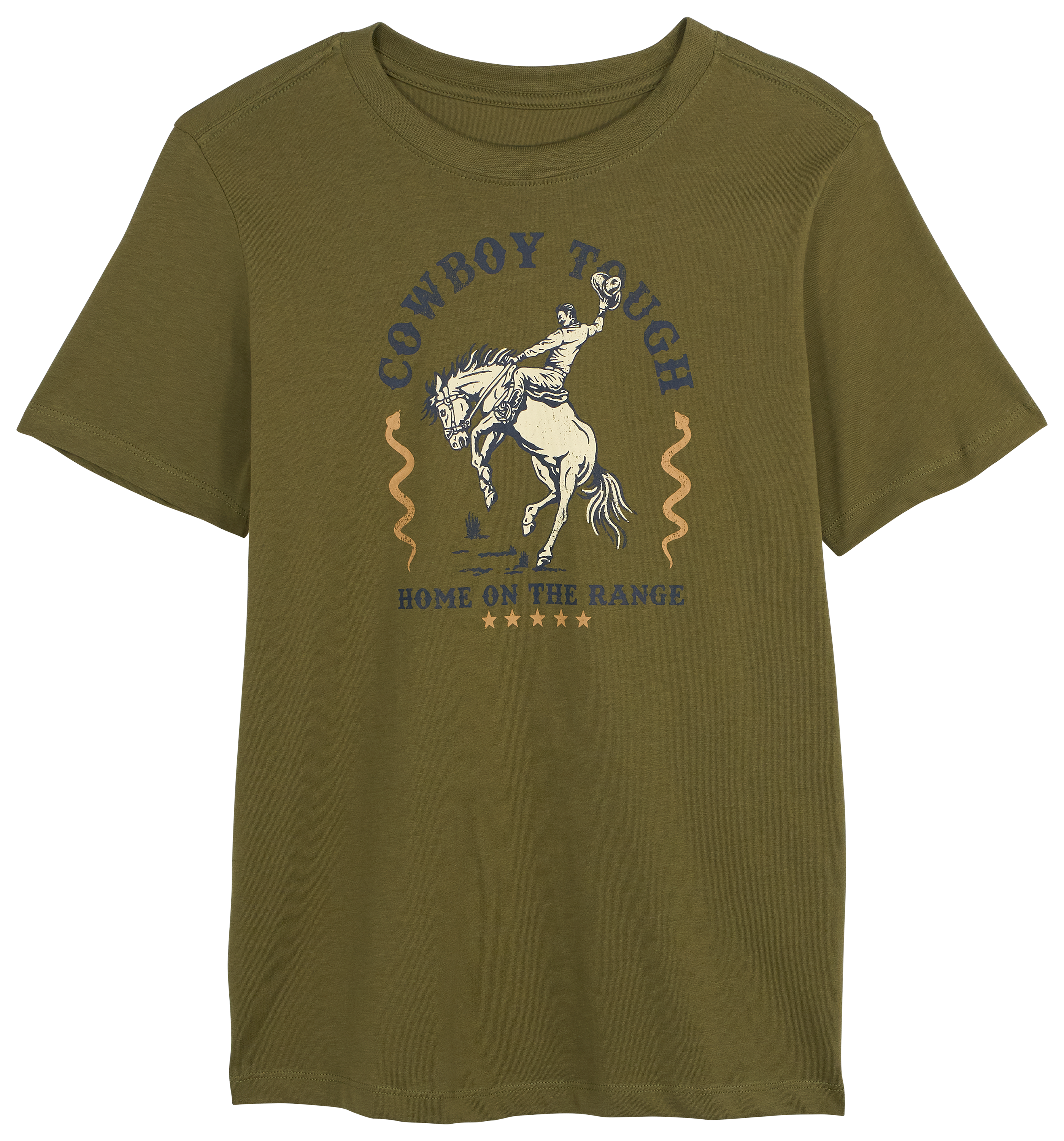 Image of Bass Pro Shops Cowboy Tough Short-Sleeve T-Shirt for Kids - Olive - S