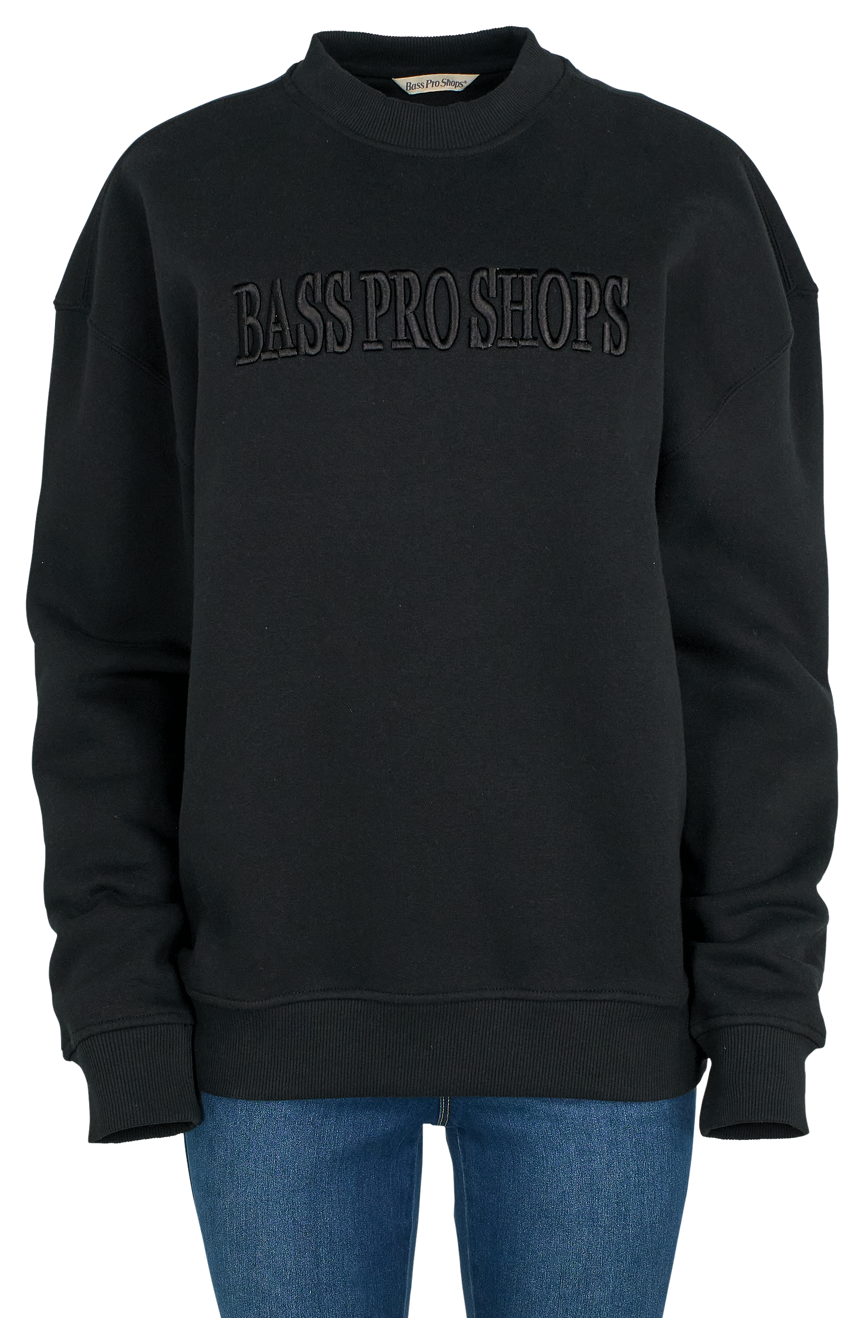Image of Bass Pro Shops Embroidered Crew-Neck Long-Sleeve Sweatshirt for Ladies - Black - 3XL