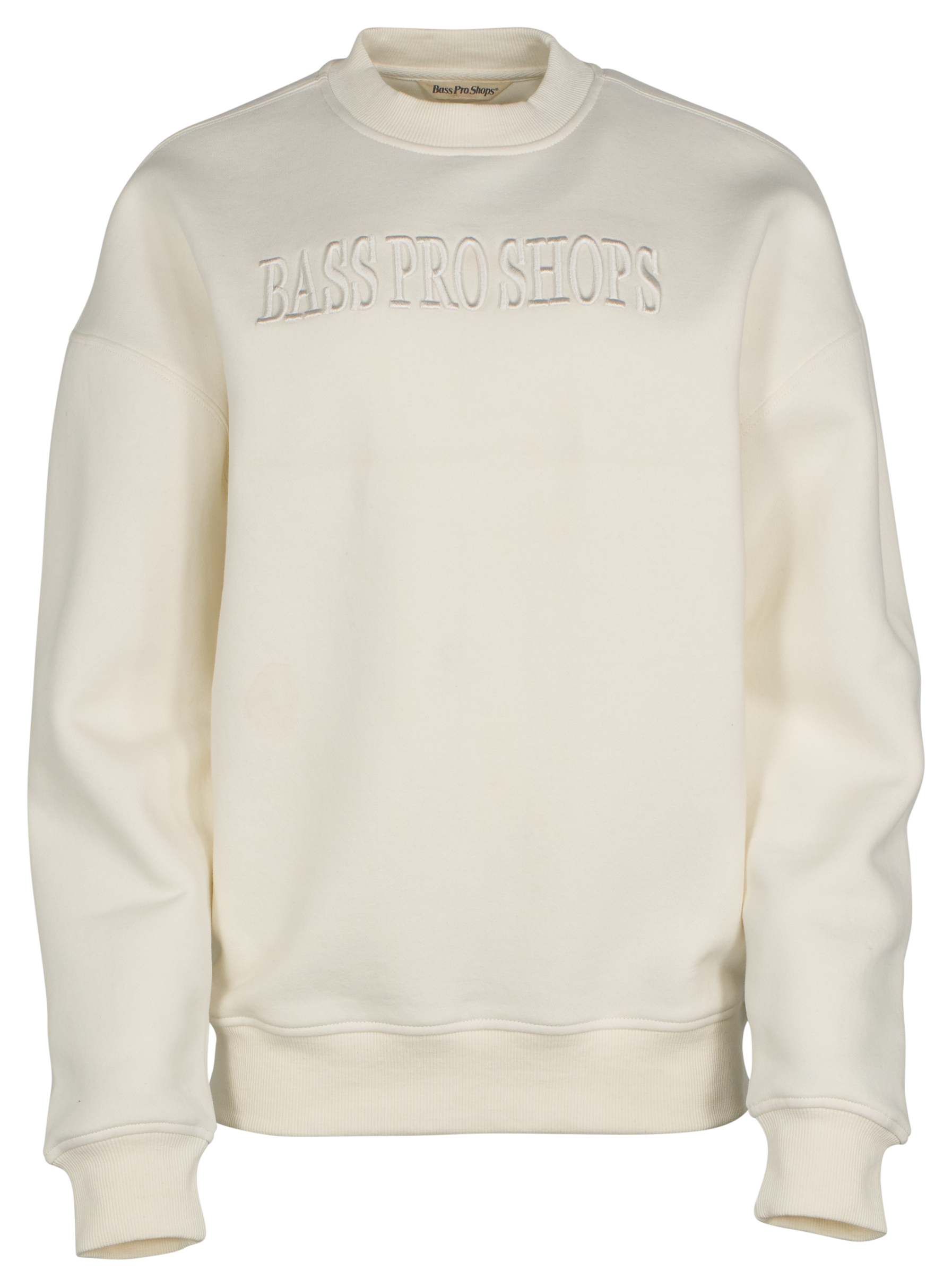 Image of Bass Pro Shops Embroidered Crew-Neck Long-Sleeve Sweatshirt for Ladies - Whisper White