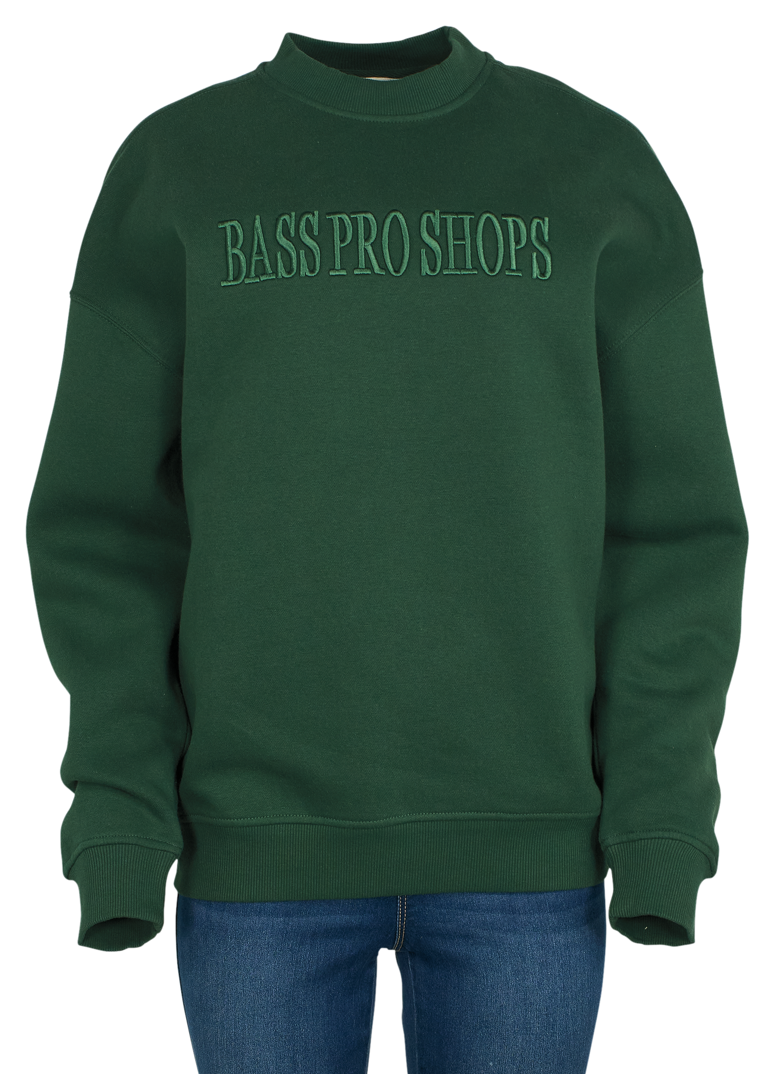 Image of Bass Pro Shops Embroidered Crew-Neck Long-Sleeve Sweatshirt for Ladies - Pine Needle - XS