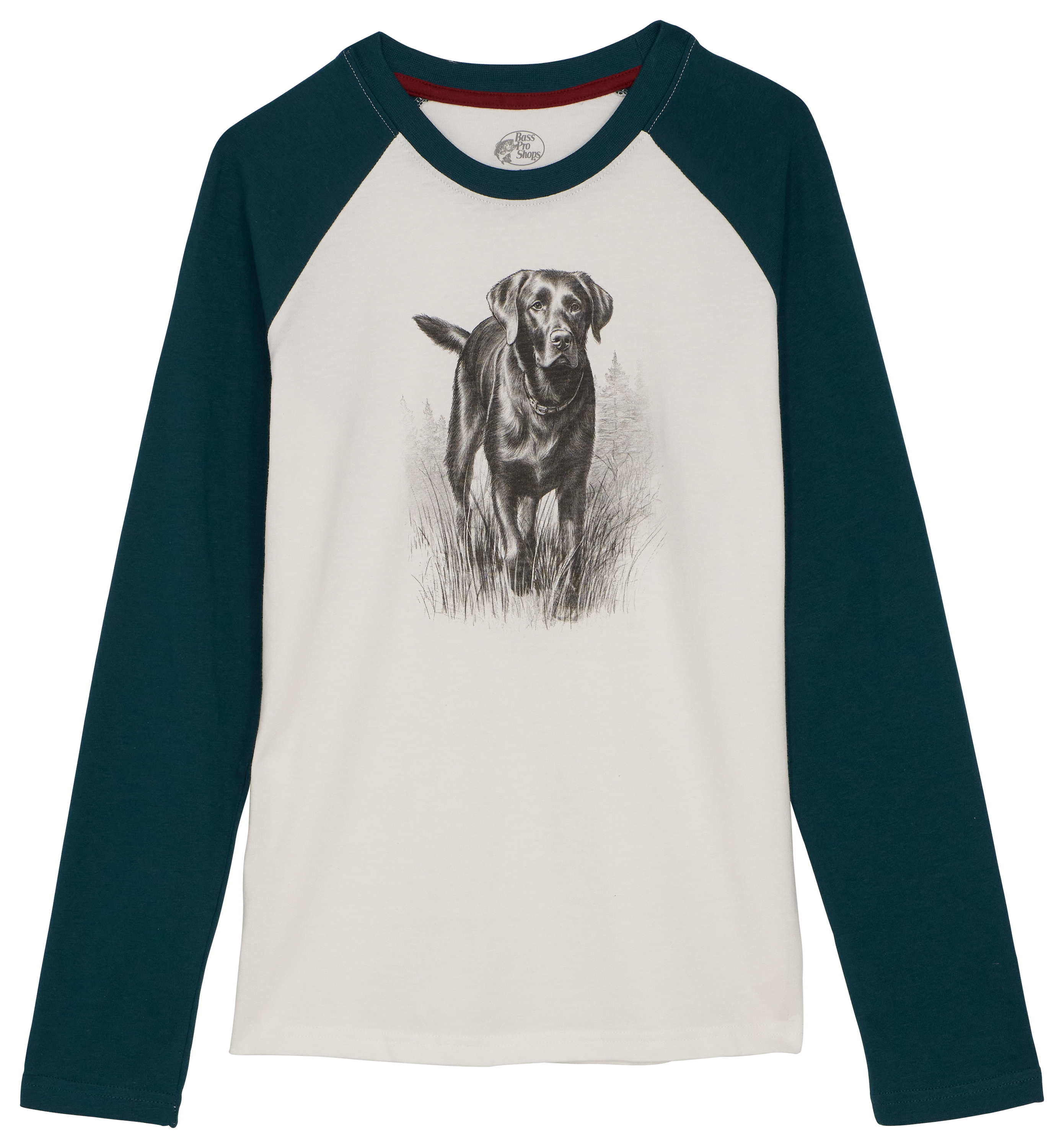 Image of Bass Pro Shops Animal Graphic Raglan Long-Sleeve T-Shirt for Kids - Deep Teal