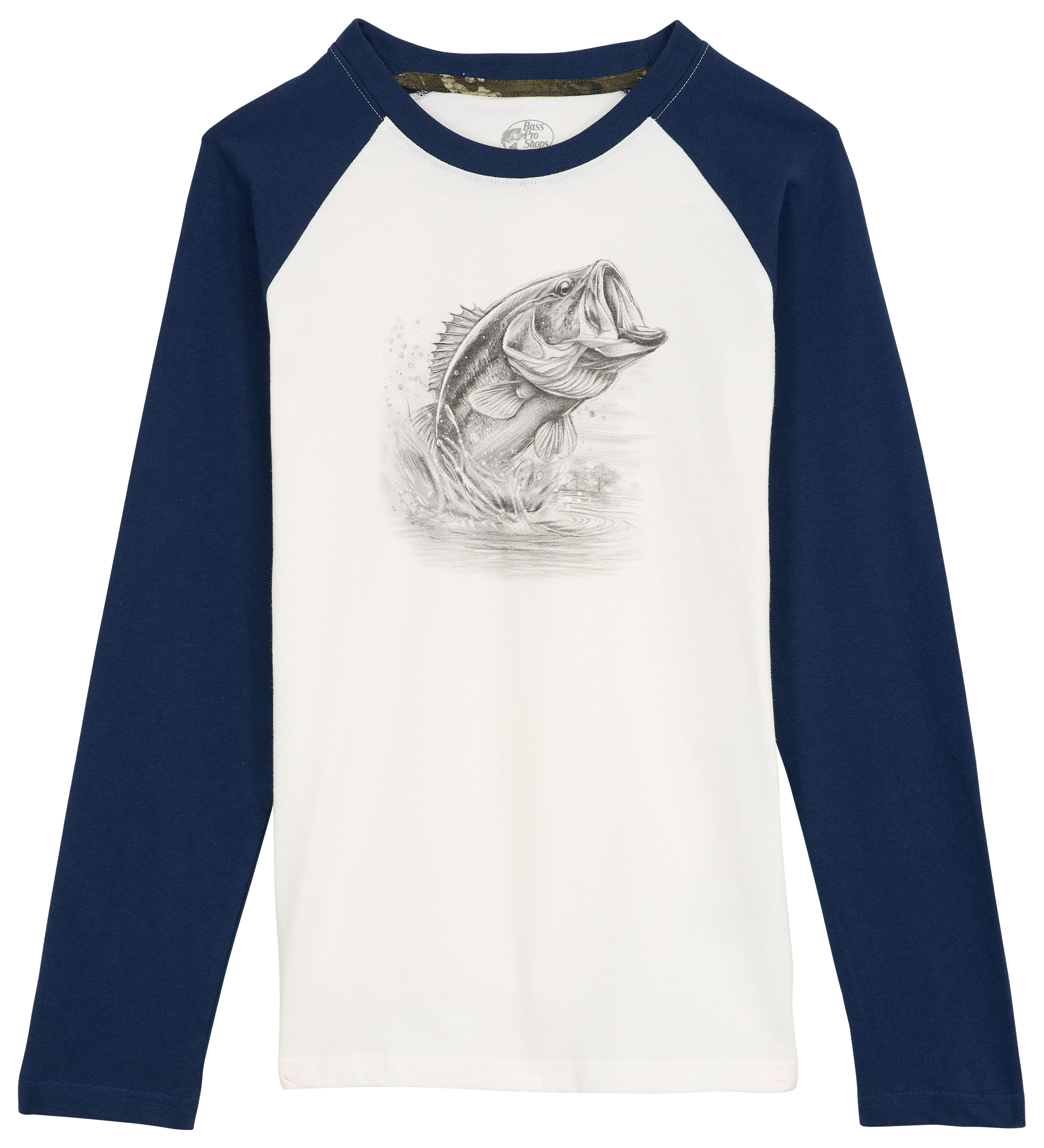 Image of Bass Pro Shops Animal Graphic Raglan Long-Sleeve T-Shirt for Kids - Navy