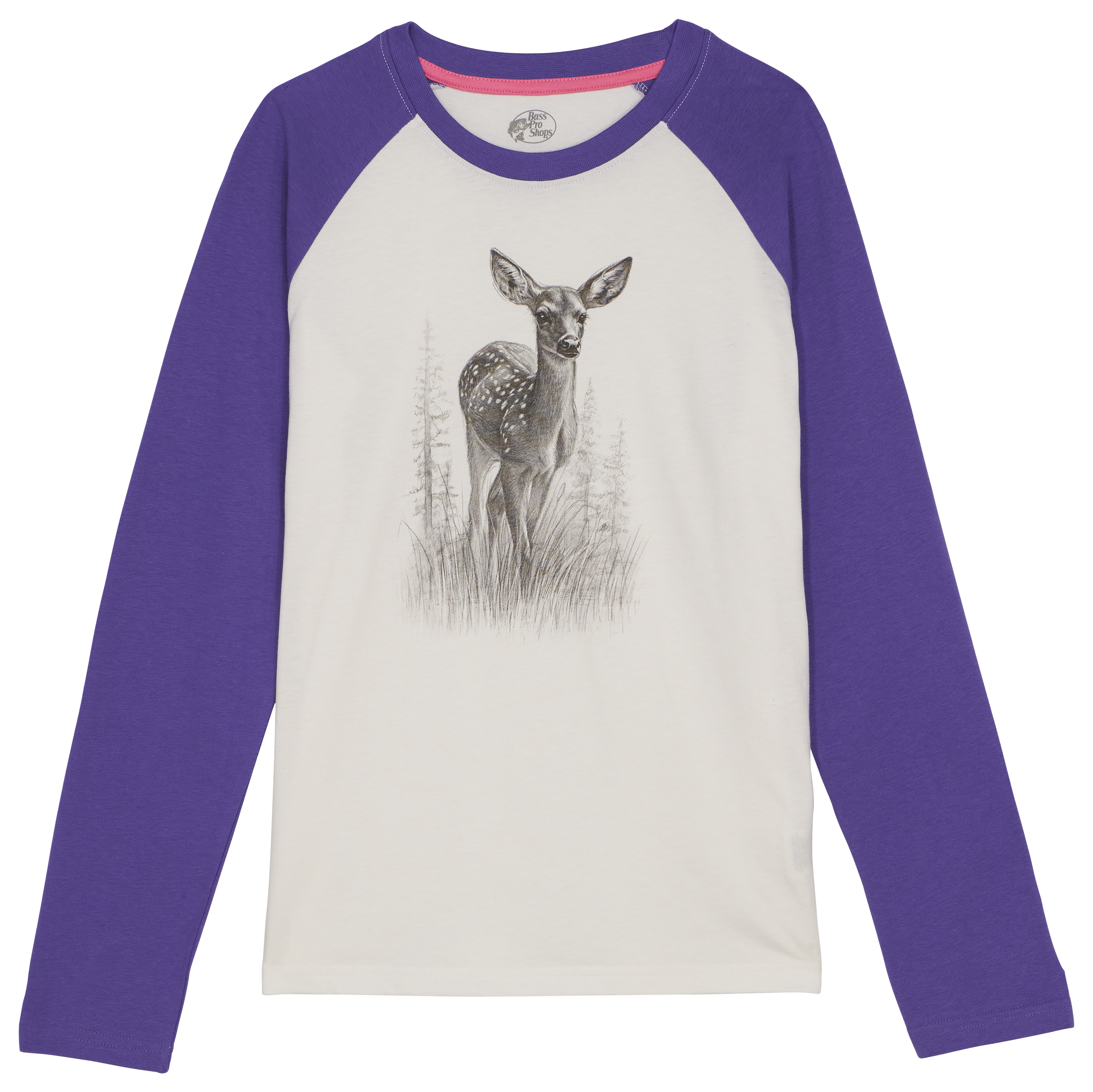 Image of Bass Pro Shops Animal Graphic Raglan Long-Sleeve T-Shirt for Kids - Passion Flower