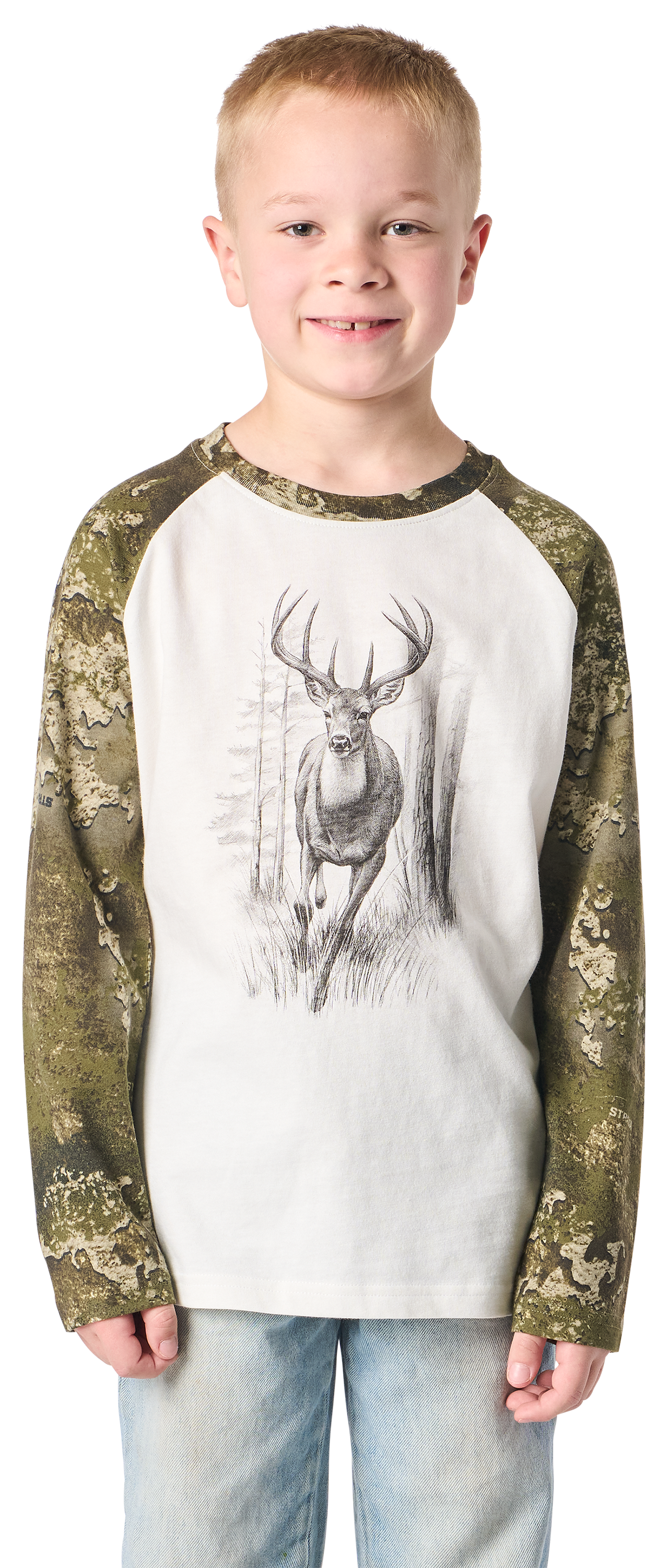 Image of Bass Pro Shops Animal Graphic Raglan Long-Sleeve T-Shirt for Kids - TrueTimber Strata