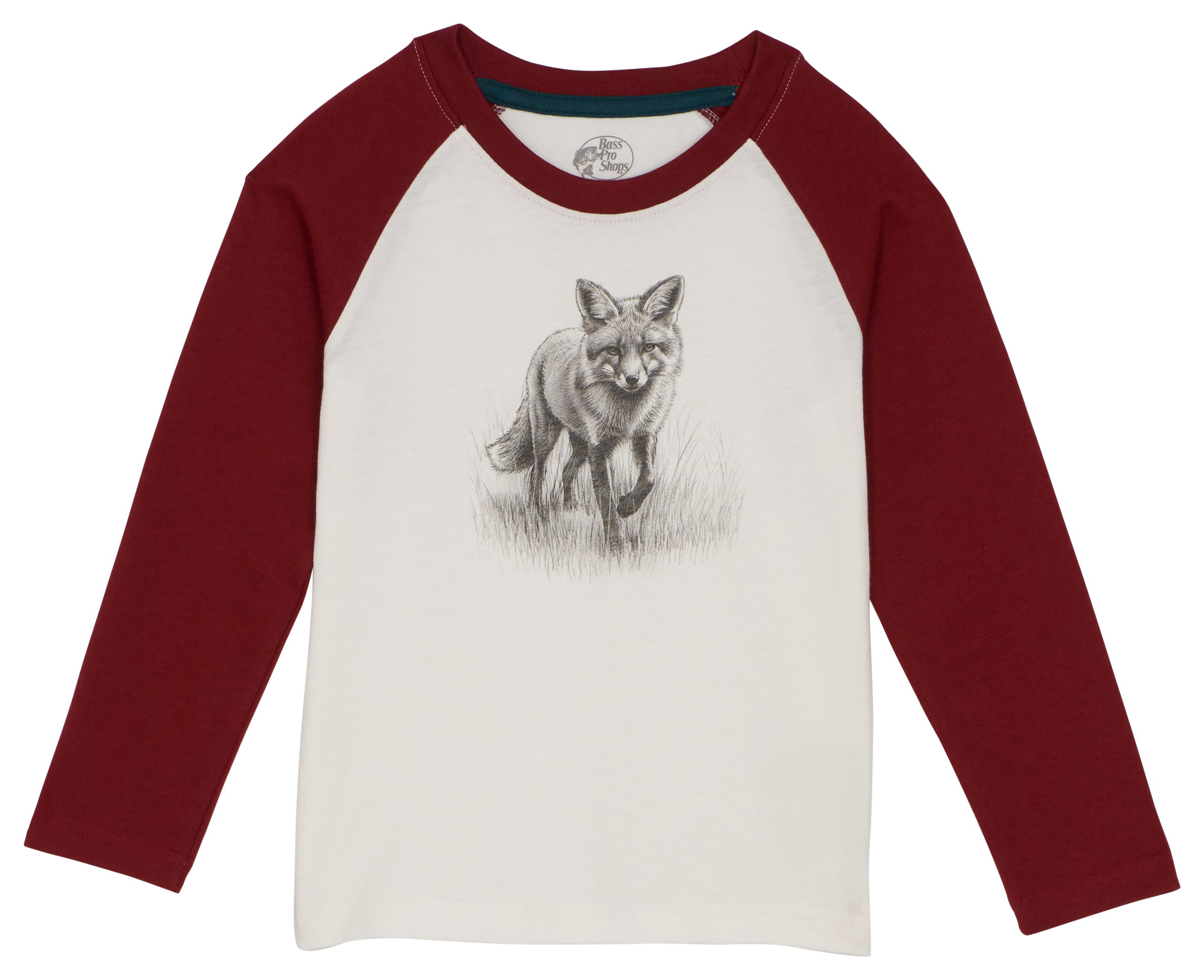 Image of Bass Pro Shops Animal Graphic Raglan Long-Sleeve T-Shirt for Toddlers - Biking Red - 4T