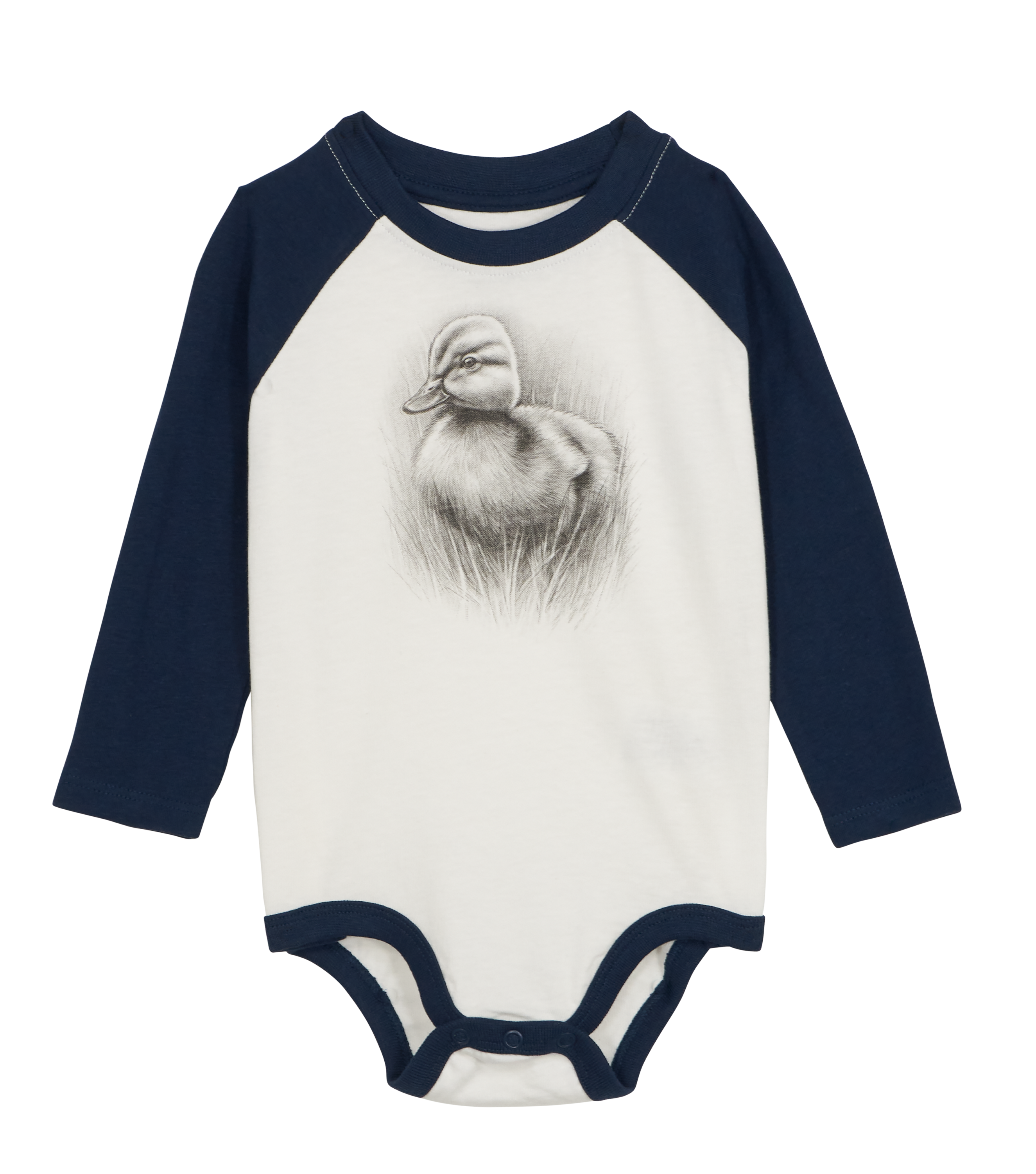 Image of Bass Pro Shops Animal Graphic Raglan Long-Sleeve Bodysuit for Babies - Navy