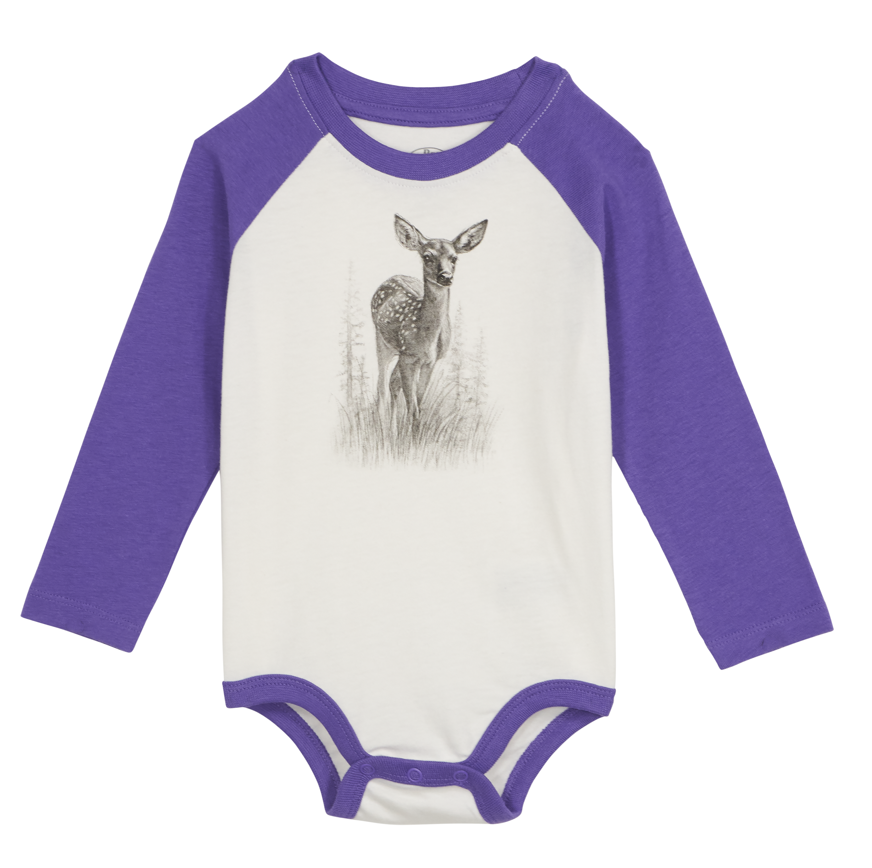 Image of Bass Pro Shops Animal Graphic Raglan Long-Sleeve Bodysuit for Babies - Passion Flower