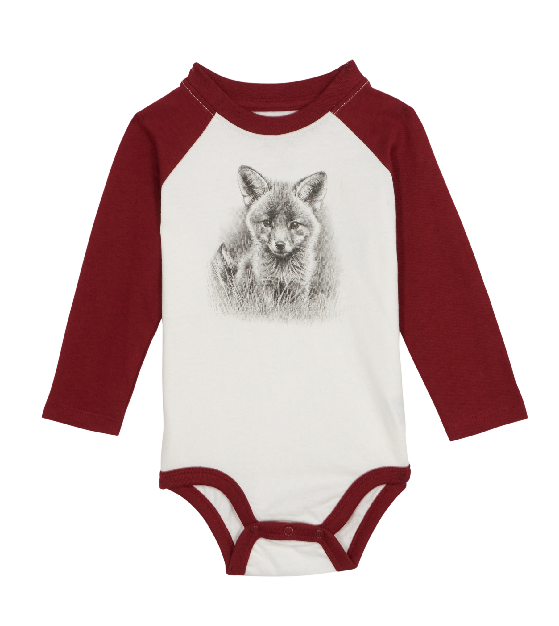 Image of Bass Pro Shops Animal Graphic Raglan Long-Sleeve Bodysuit for Babies - Biking Red - 12 Months