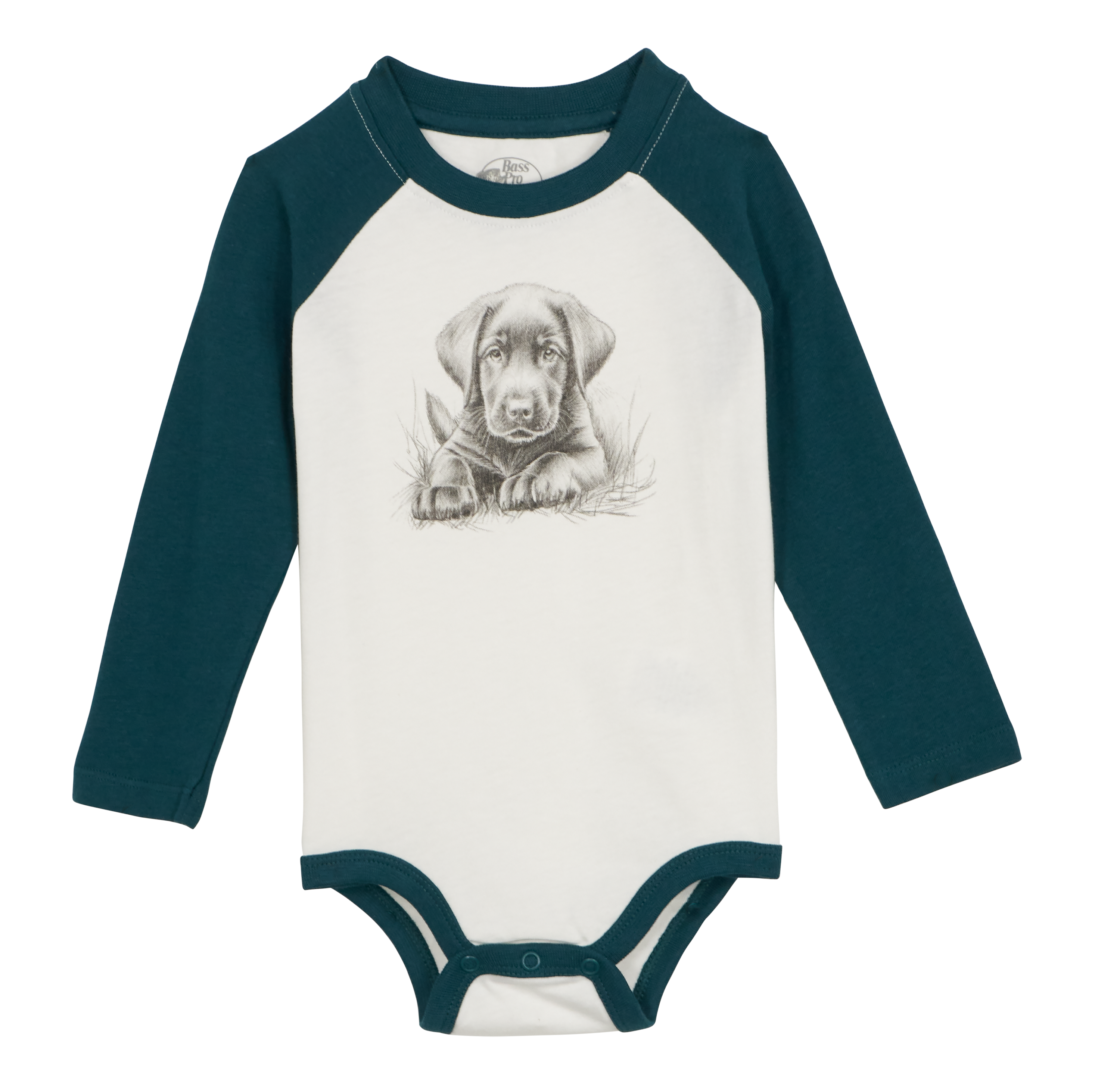 Image of Bass Pro Shops Animal Graphic Raglan Long-Sleeve Bodysuit for Babies - Deep Teal
