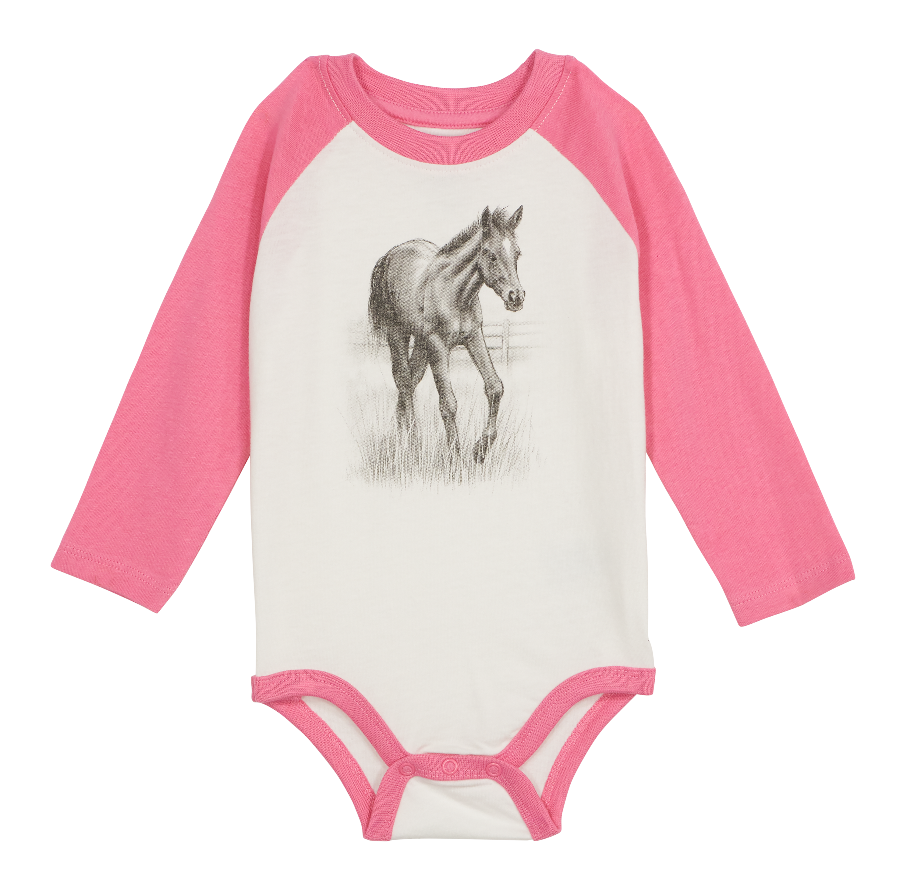 Image of Bass Pro Shops Animal Graphic Raglan Long-Sleeve Bodysuit for Babies - Rose