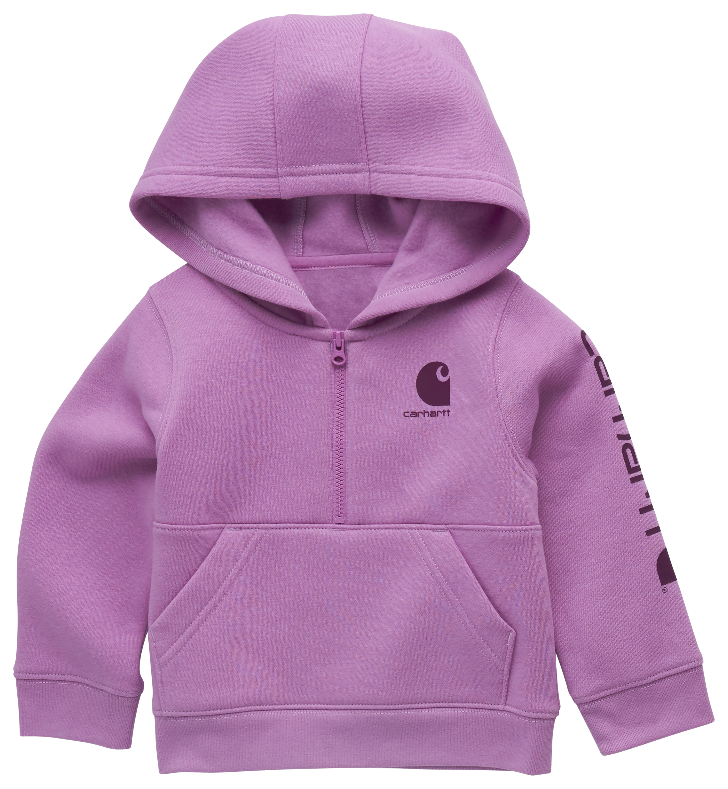 Image of Carhartt Logo Half-Zip Hooded Sweatshirt for Toddlers - Crocus Petal - 4T