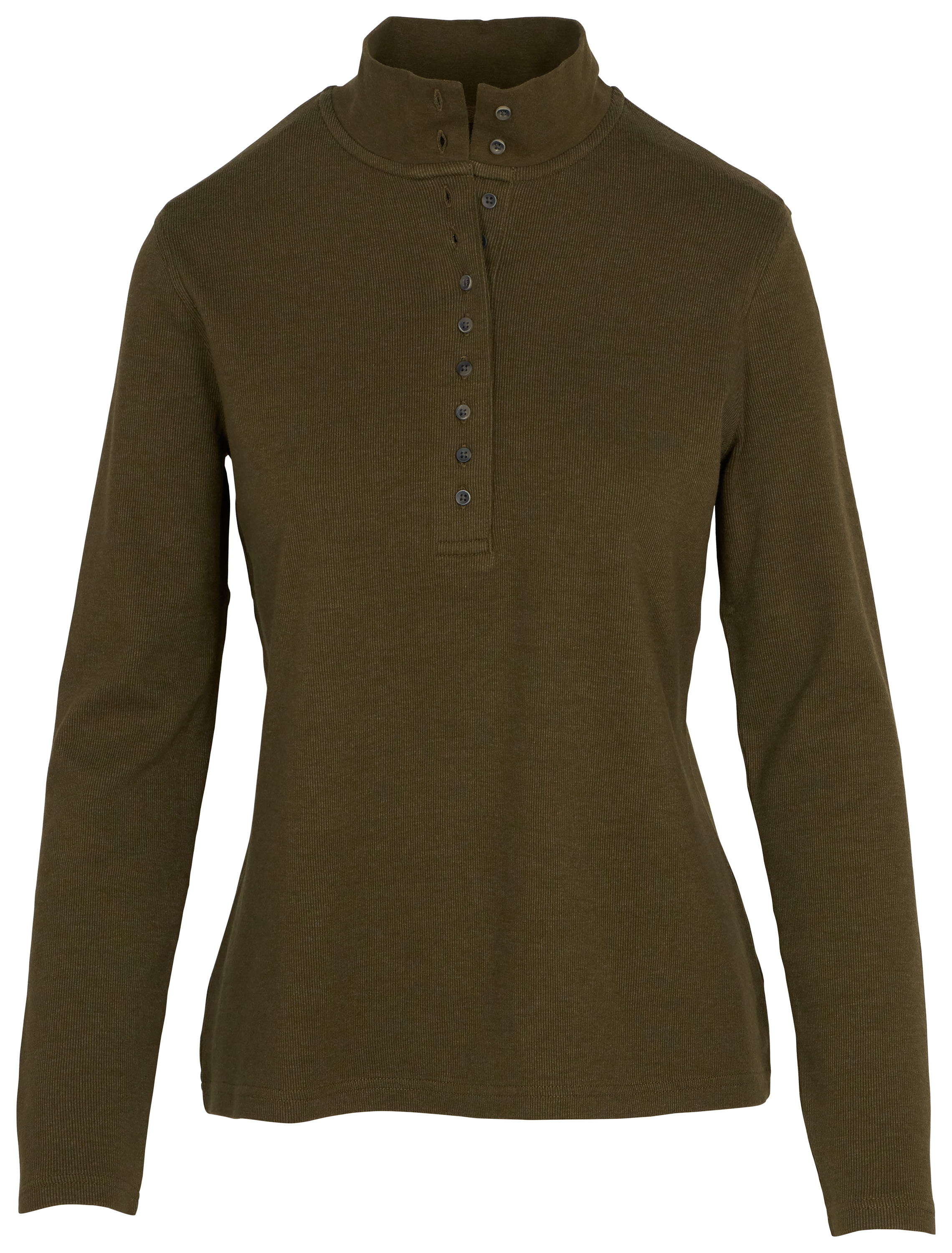 Image of Natural Reflections 10-Button Long-Sleeve Mock Turtleneck - Dark Olive