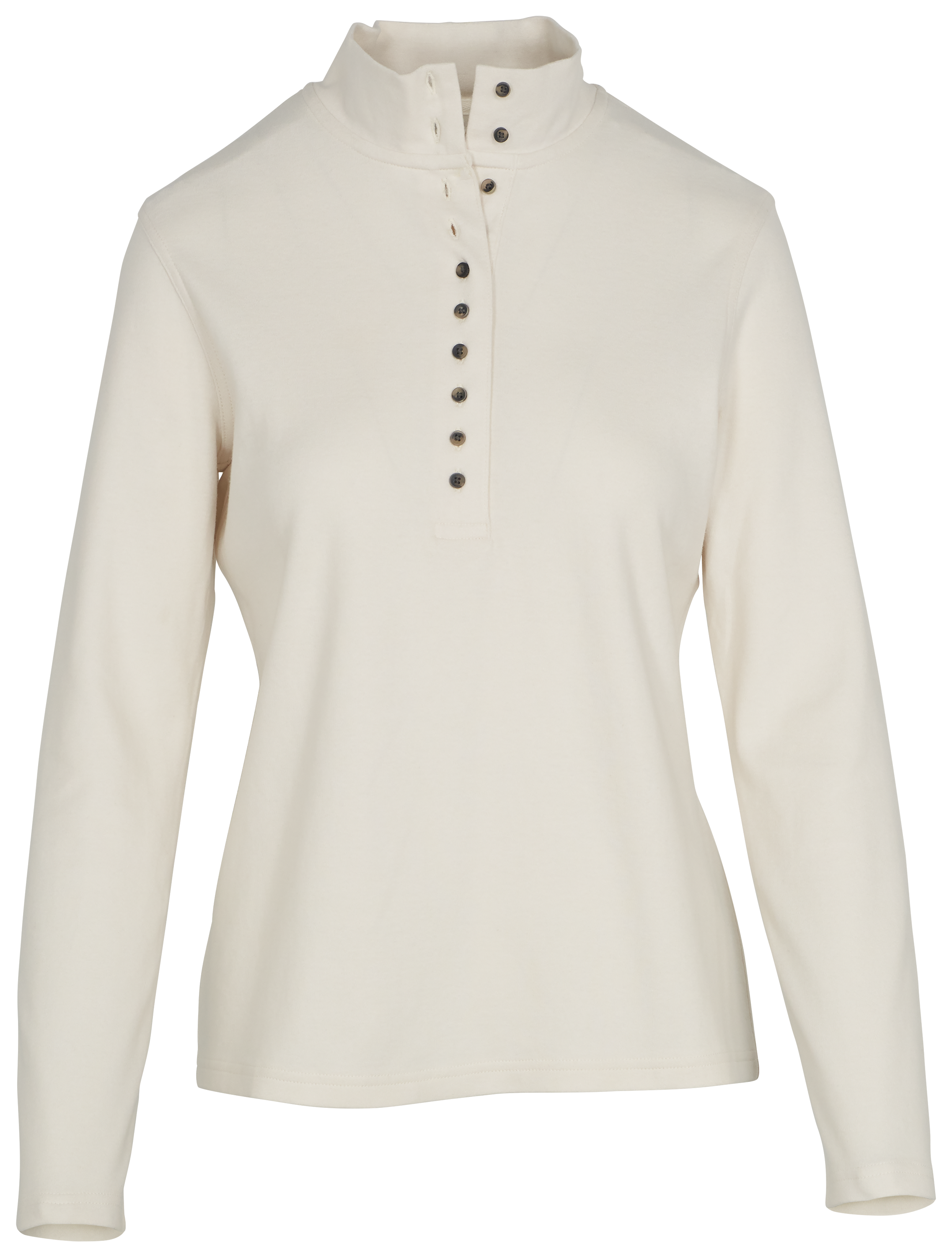 Image of Natural Reflections 10-Button Long-Sleeve Mock Turtleneck - Egret