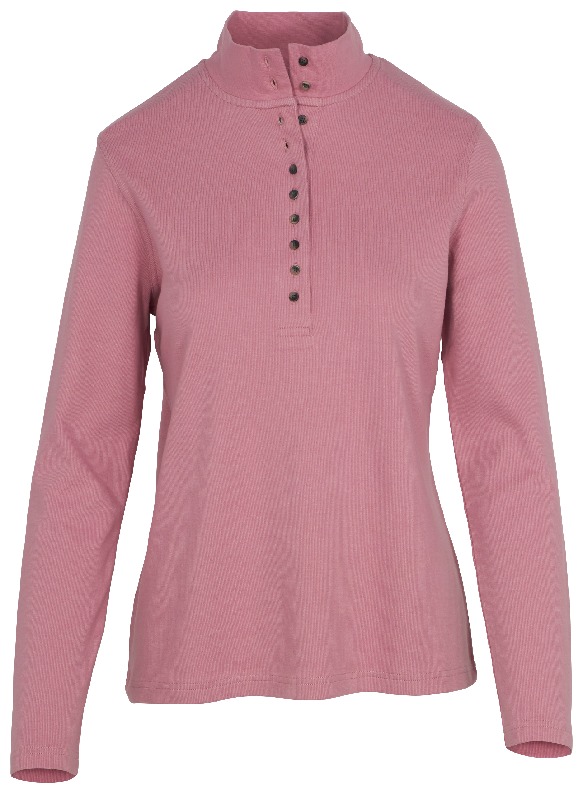 NATURAL REFLECTIONS 10-Button Long-Sleeve Mock Turtleneck